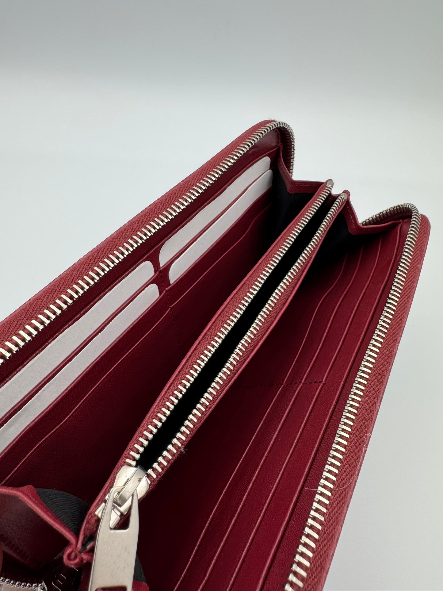 BALENCIAGA Red Zip Around Long Wallet