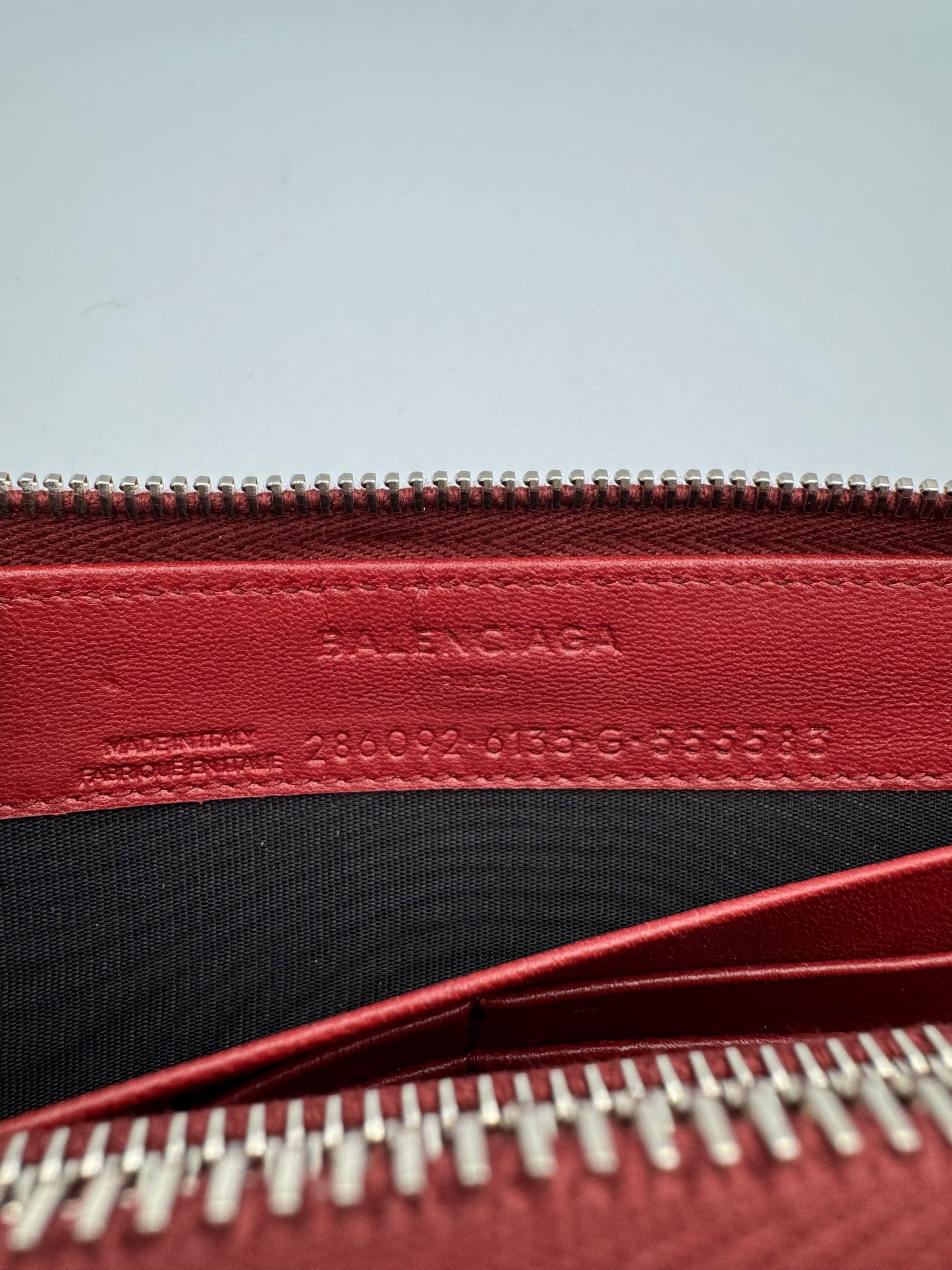 BALENCIAGA Red Zip Around Long Wallet