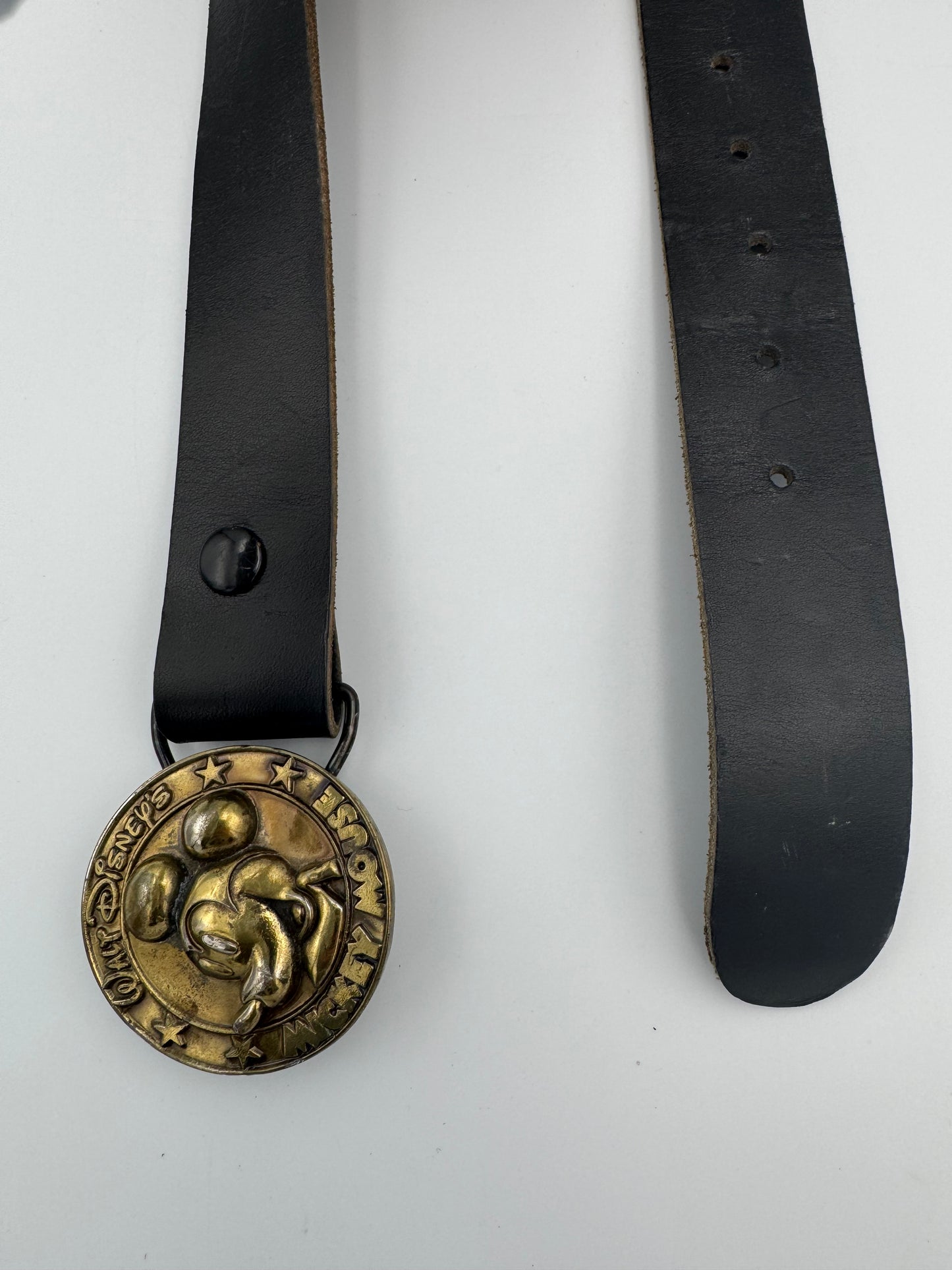 ACME brass buckle leather belt - size S/M