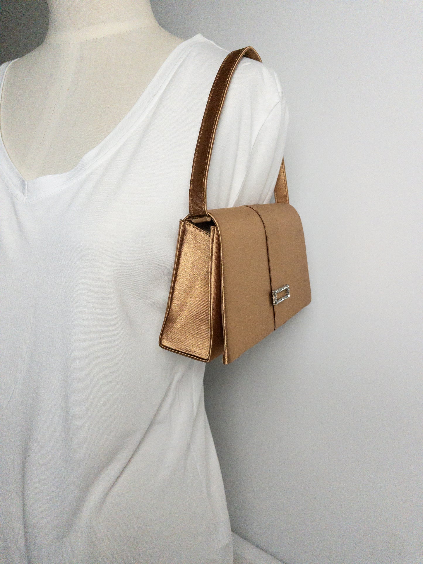 Beige Vintage Embellished Satin Evening Boxed bag