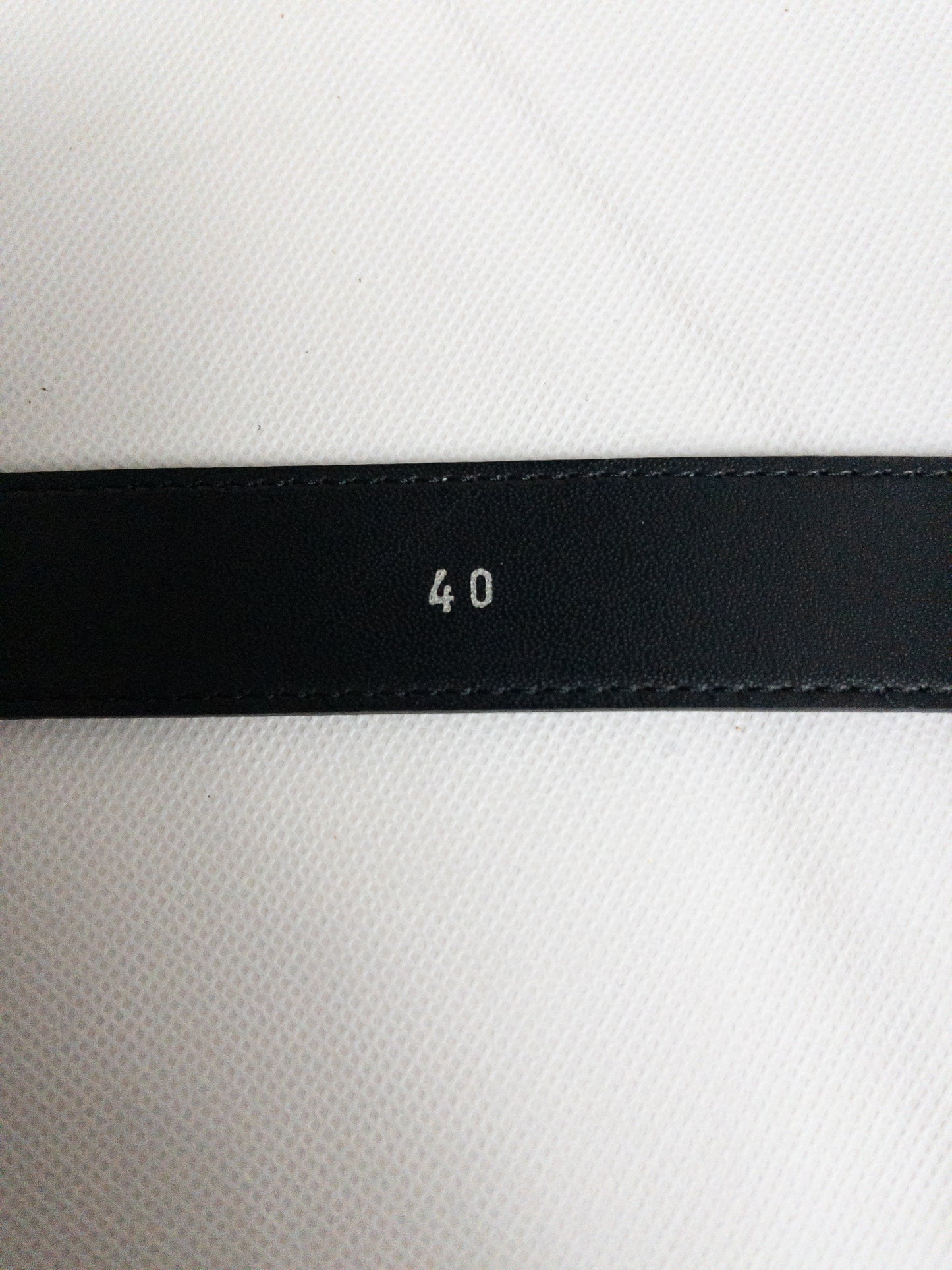 Vintage Navy Leather Belt White Stitching Gold Hardware S/M