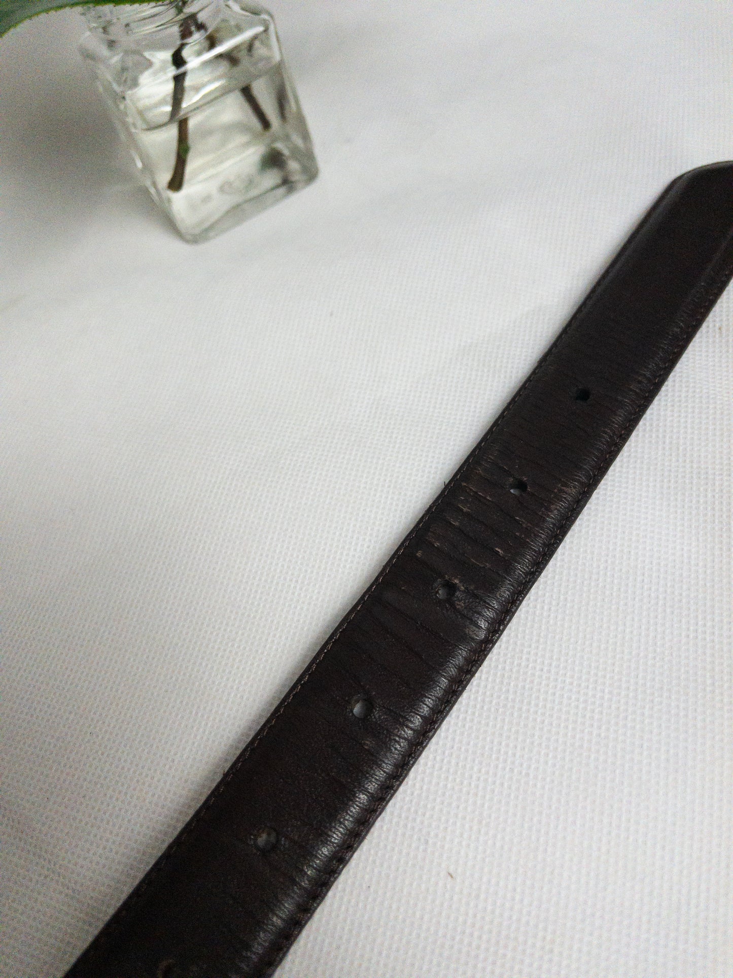 Vintage Brown Leather Belt Silver Hardware M/L