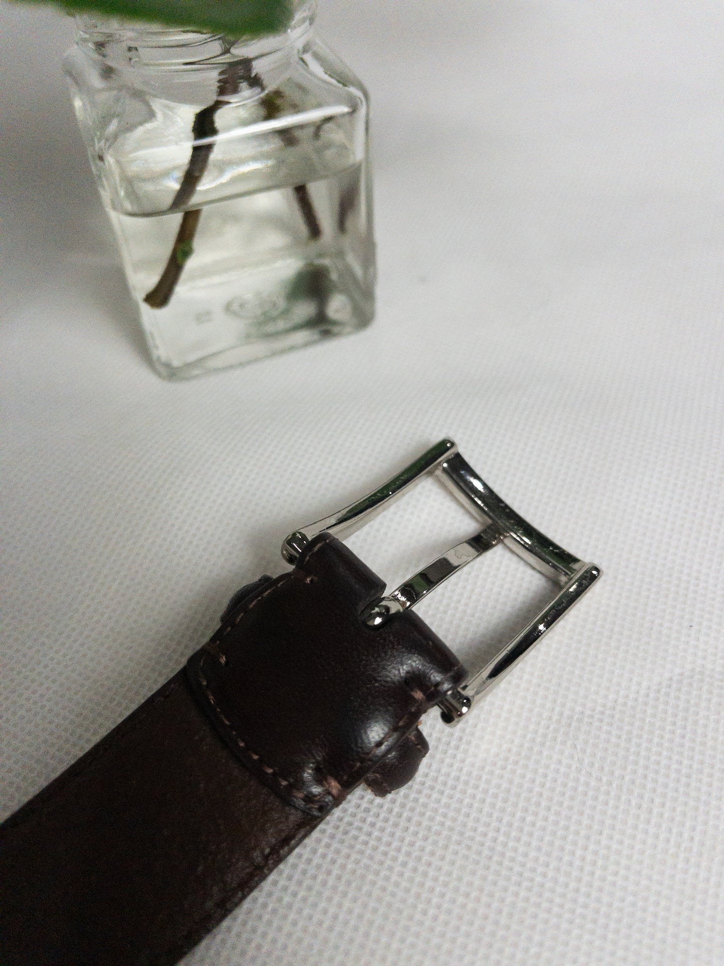 Vintage Brown Leather Belt Silver Hardware M/L