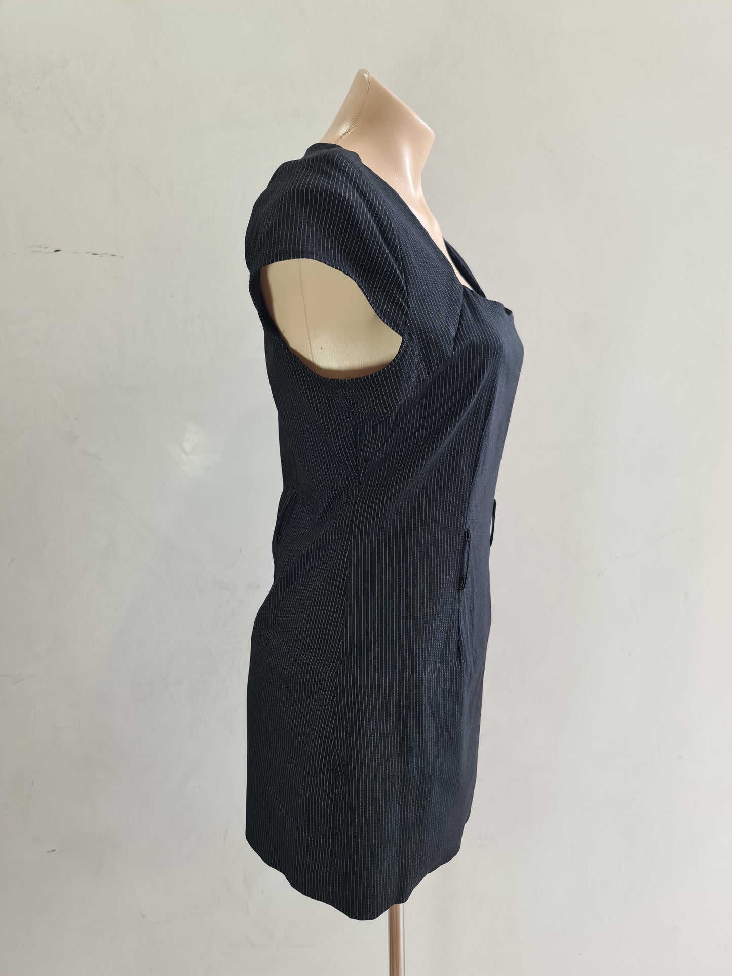Vintage Lushous Black Striped dress - size 14