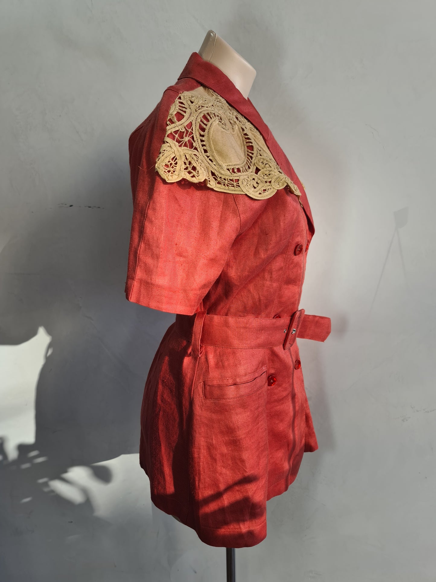 Vintage Maggy Terracotta Jacket with Belt - size M