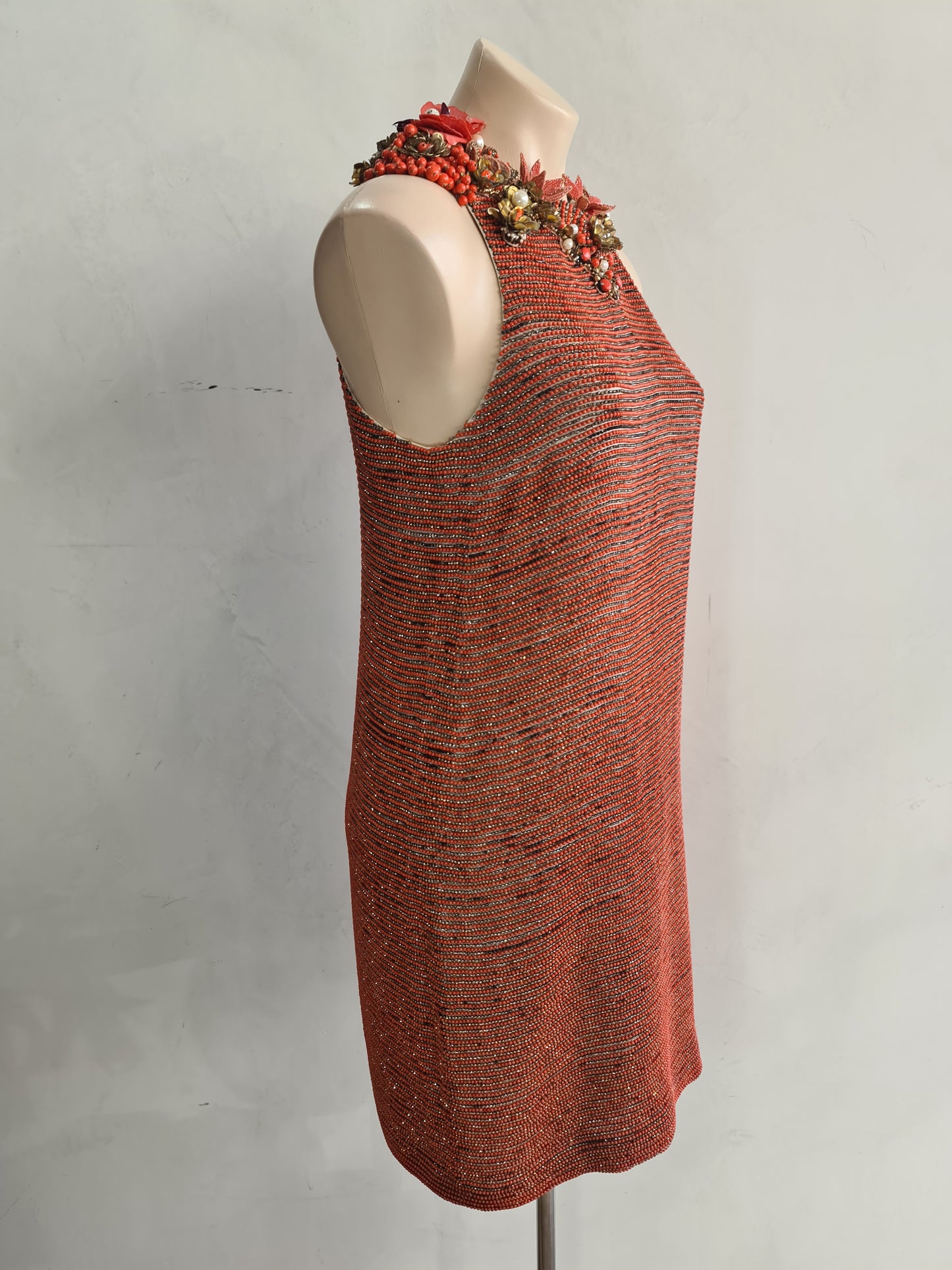 Gucci Beaded orange mini Halter dress - size 40