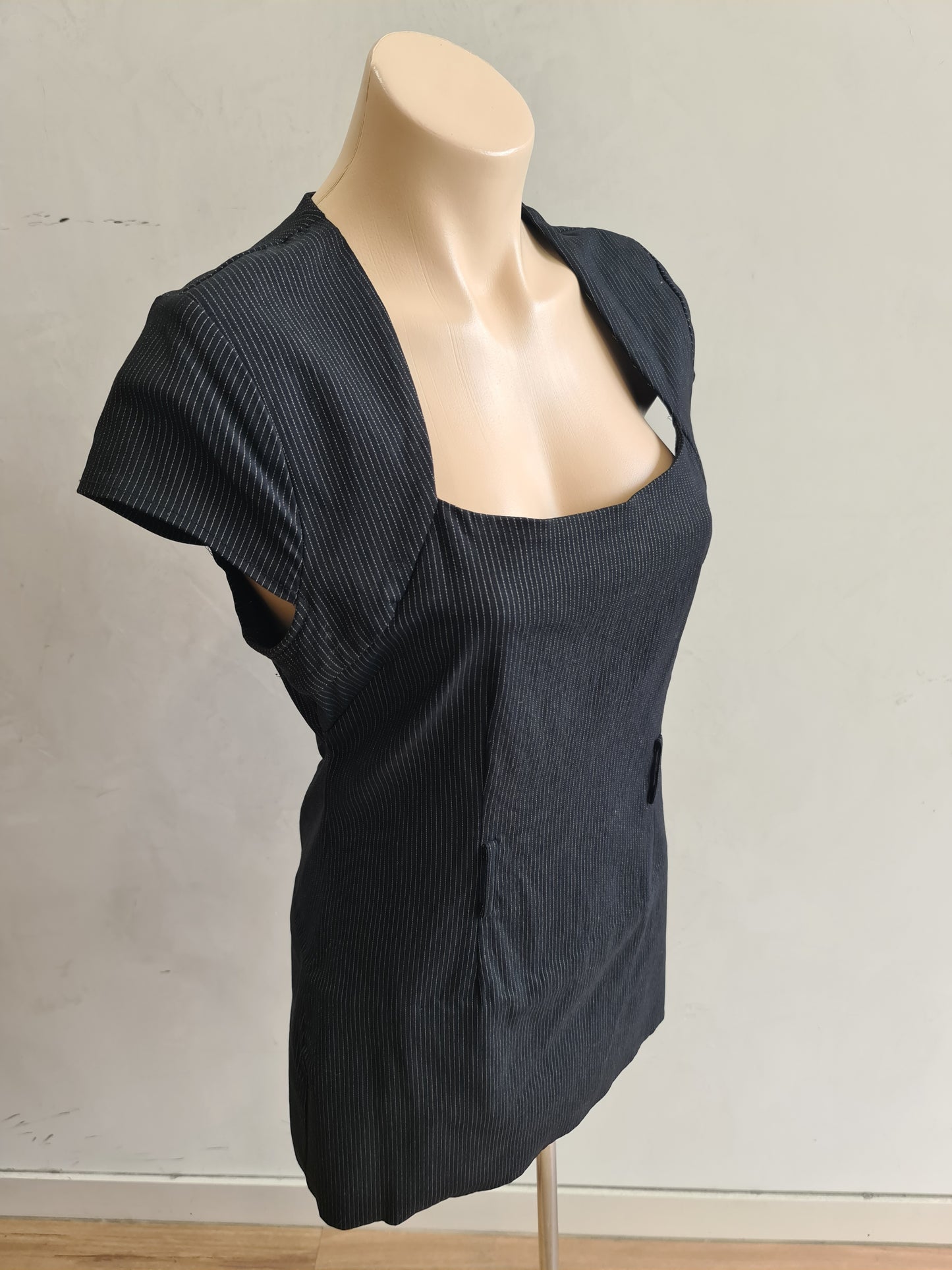 Vintage Lushous Black Striped dress - size 14