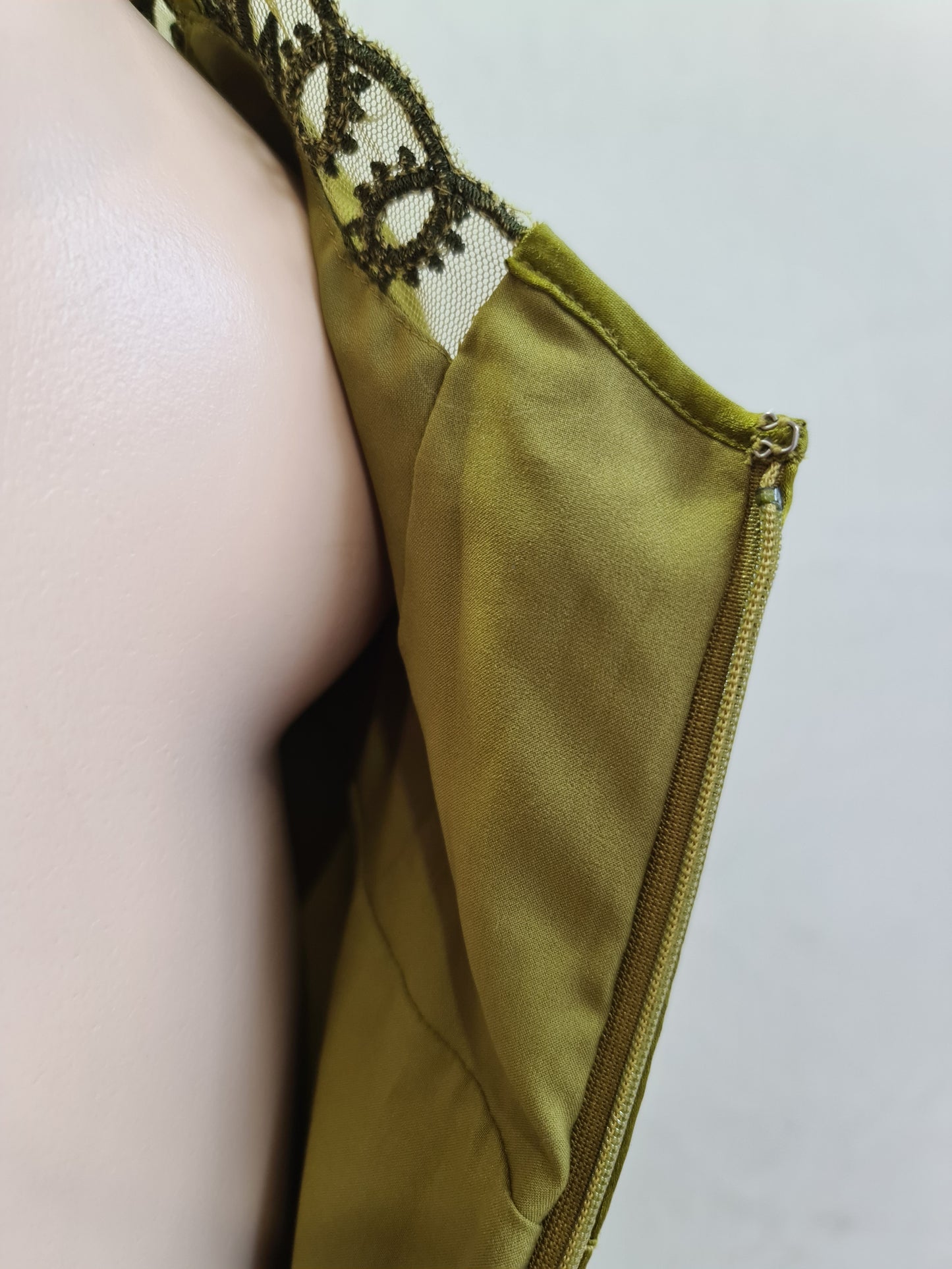 Karen Millen Green Embroidered Slip Dress - size 12