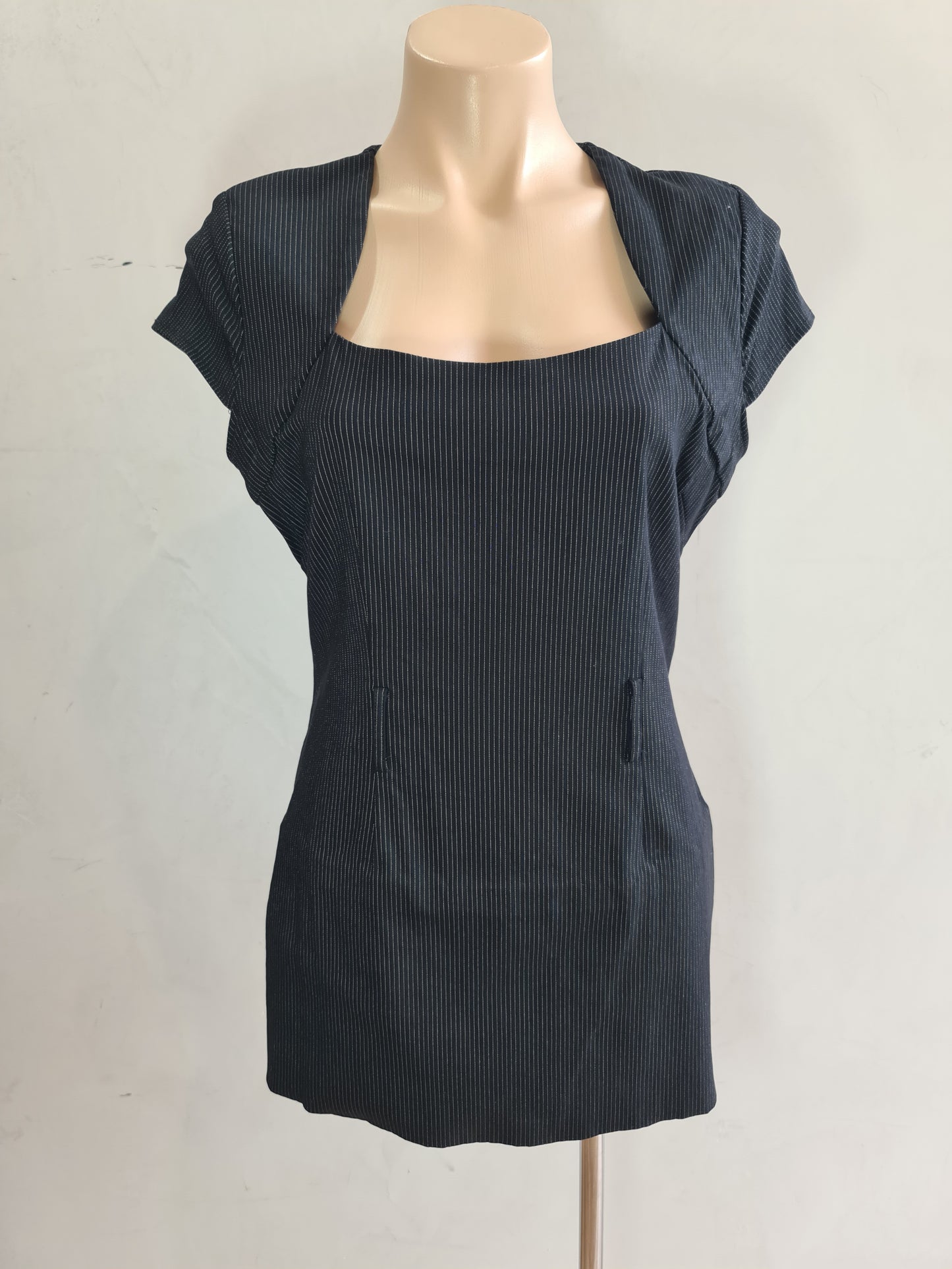 Vintage Lushous Black Striped dress - size 14