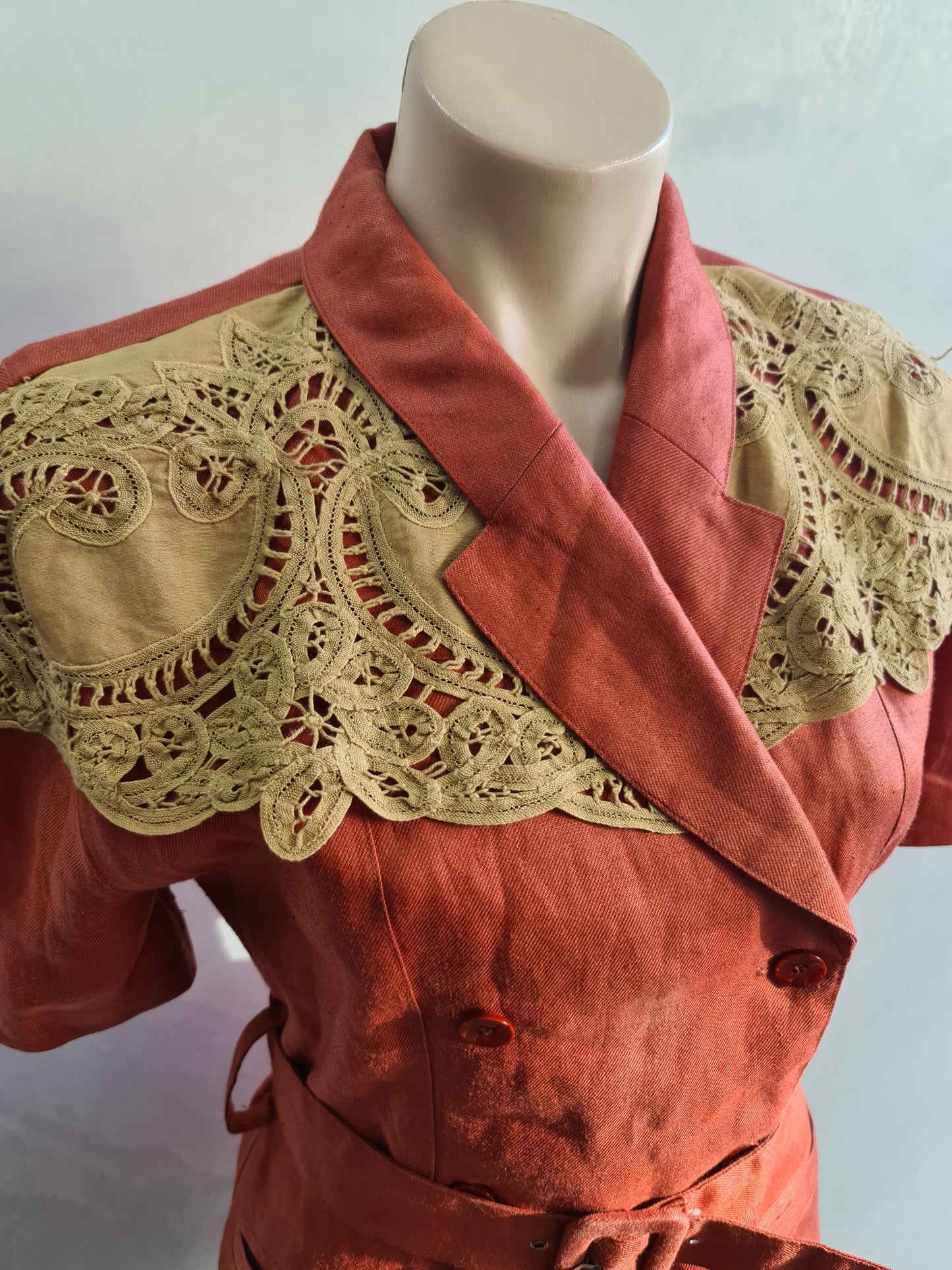 Vintage Maggy Terracotta Jacket with Belt - size M