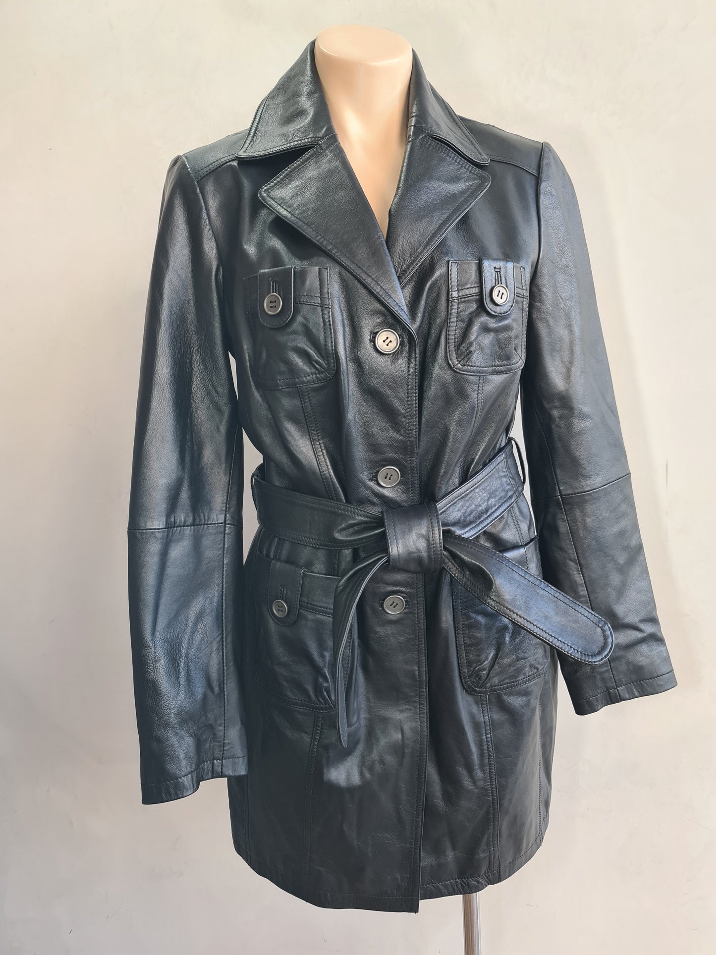 Oakwood Black Long Leather Jacket - size S