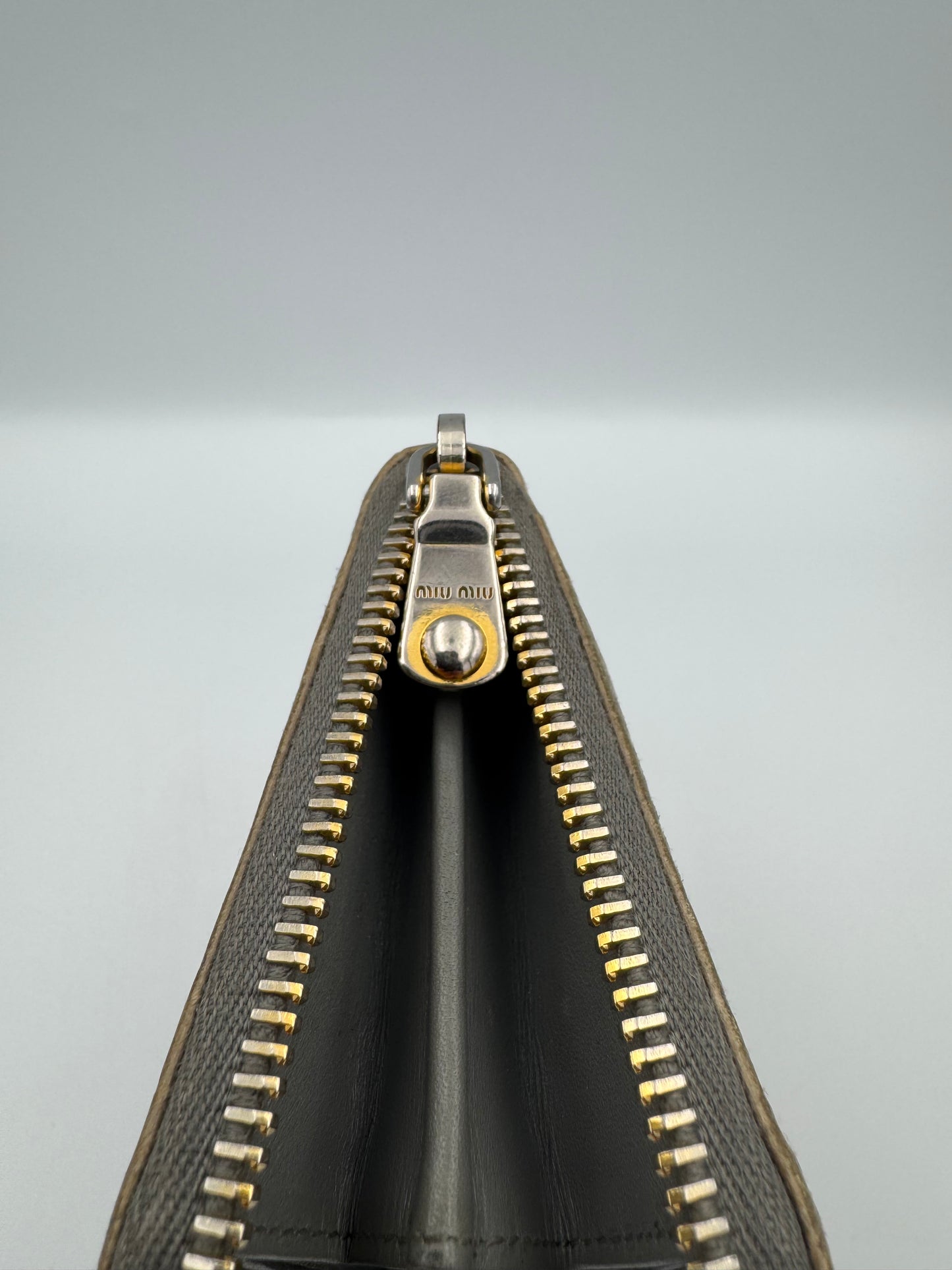 MIU MIU Taupe Zip Around Wallet