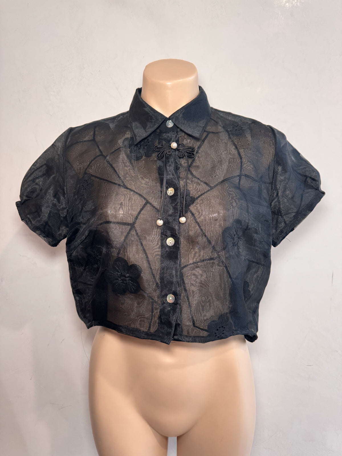 Upcycled Sandra Steiner semi Sheer Top - size M