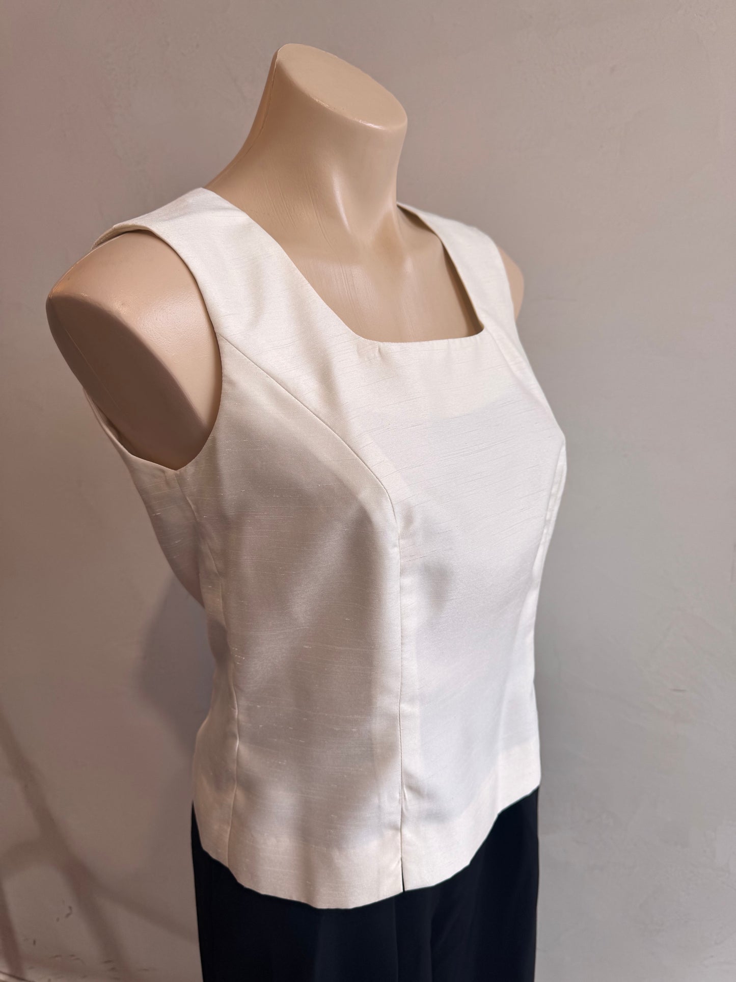Custom Made Ivory Button Back Top - size S