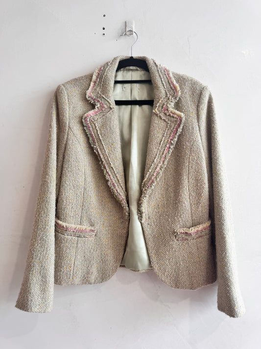 Pastel green Boucle ope jacket - size M