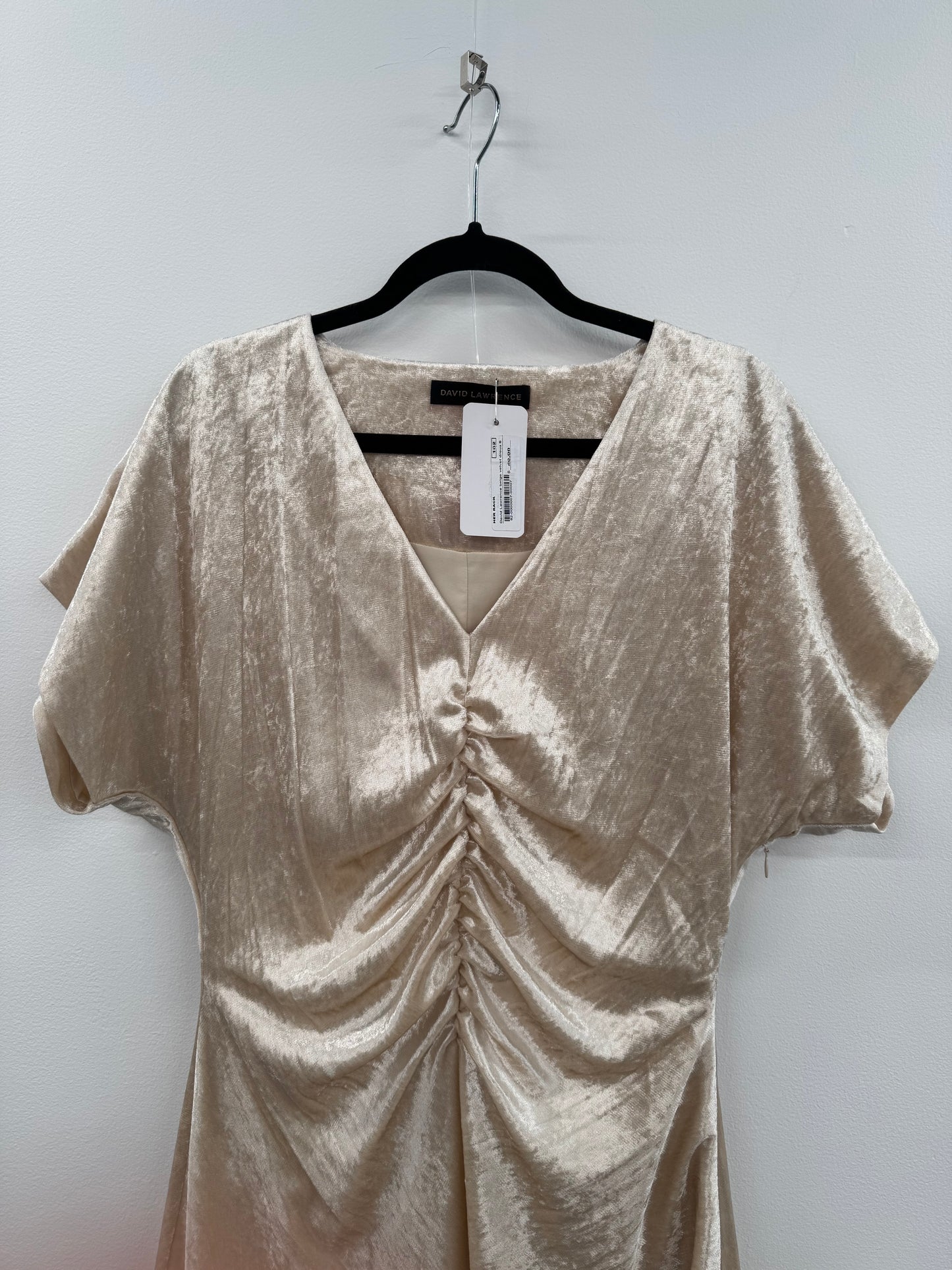 David Lawrence Cream Velvet Dress - Size 6