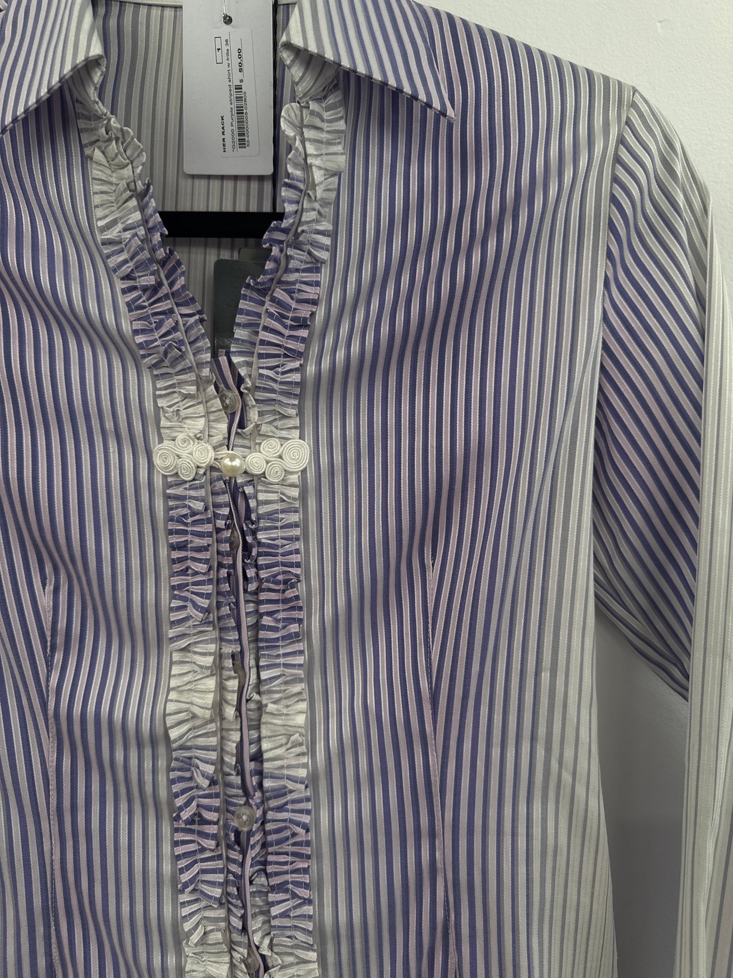 G2000 Purple Striped Shirt With Frills - Size 36