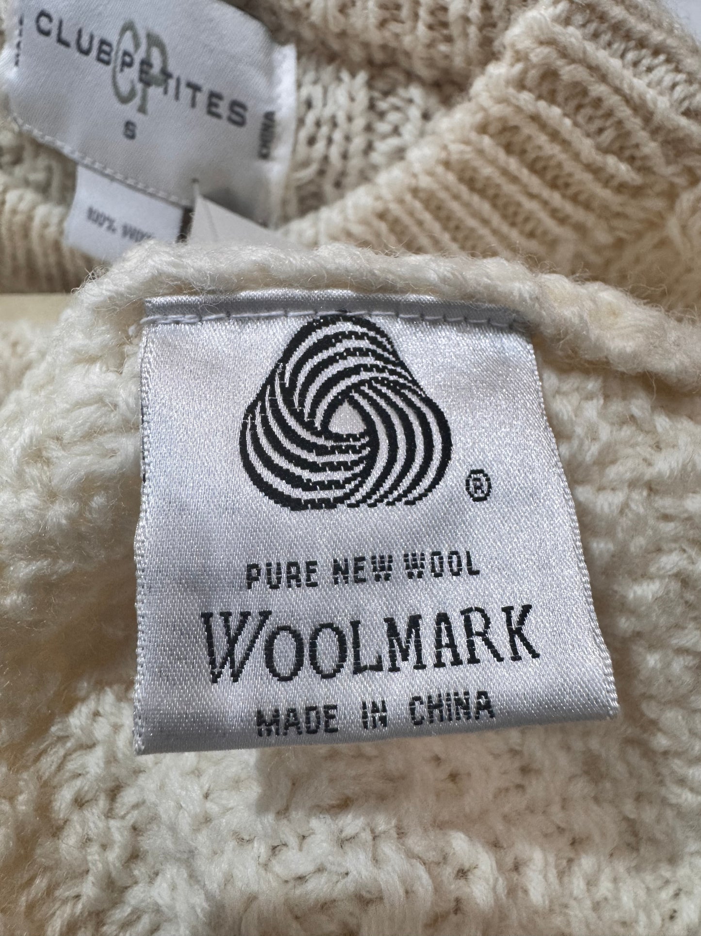 Club petites wool cable jumper NWT - size S