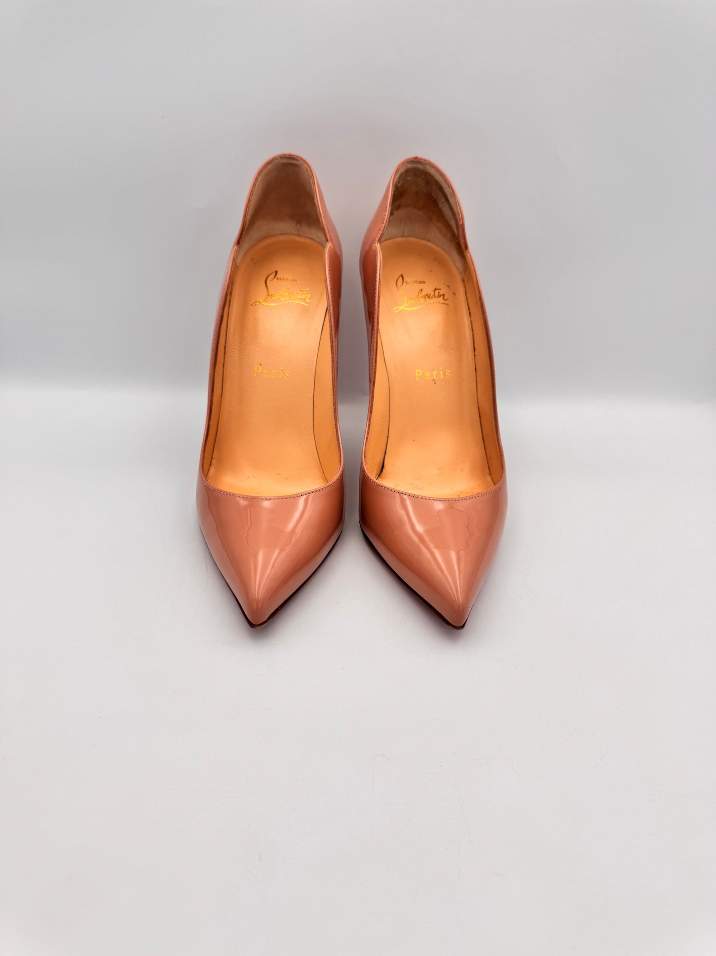 CHRISTIAN LOUBOUTIN Nude Patent Heels Size 37.5