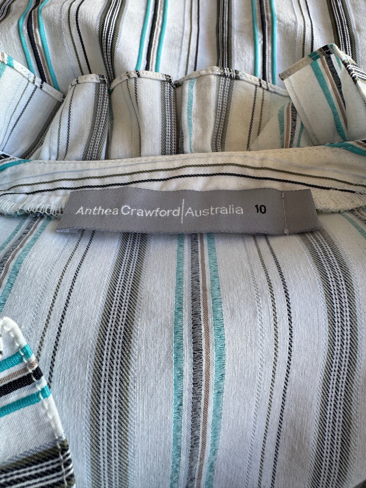 Anthea Crawford blue striped shirt - Size 10