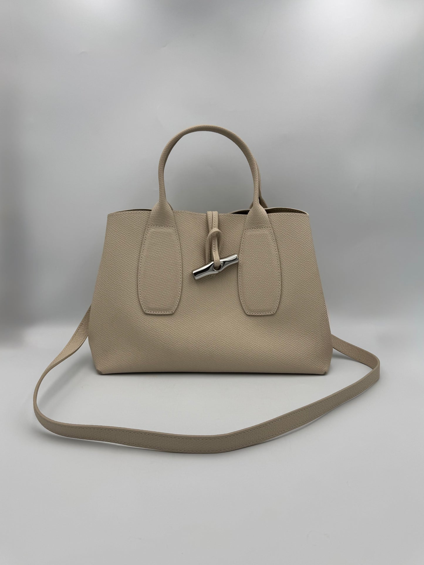 Longchamp Le Roseau Medium in Cream Handbag