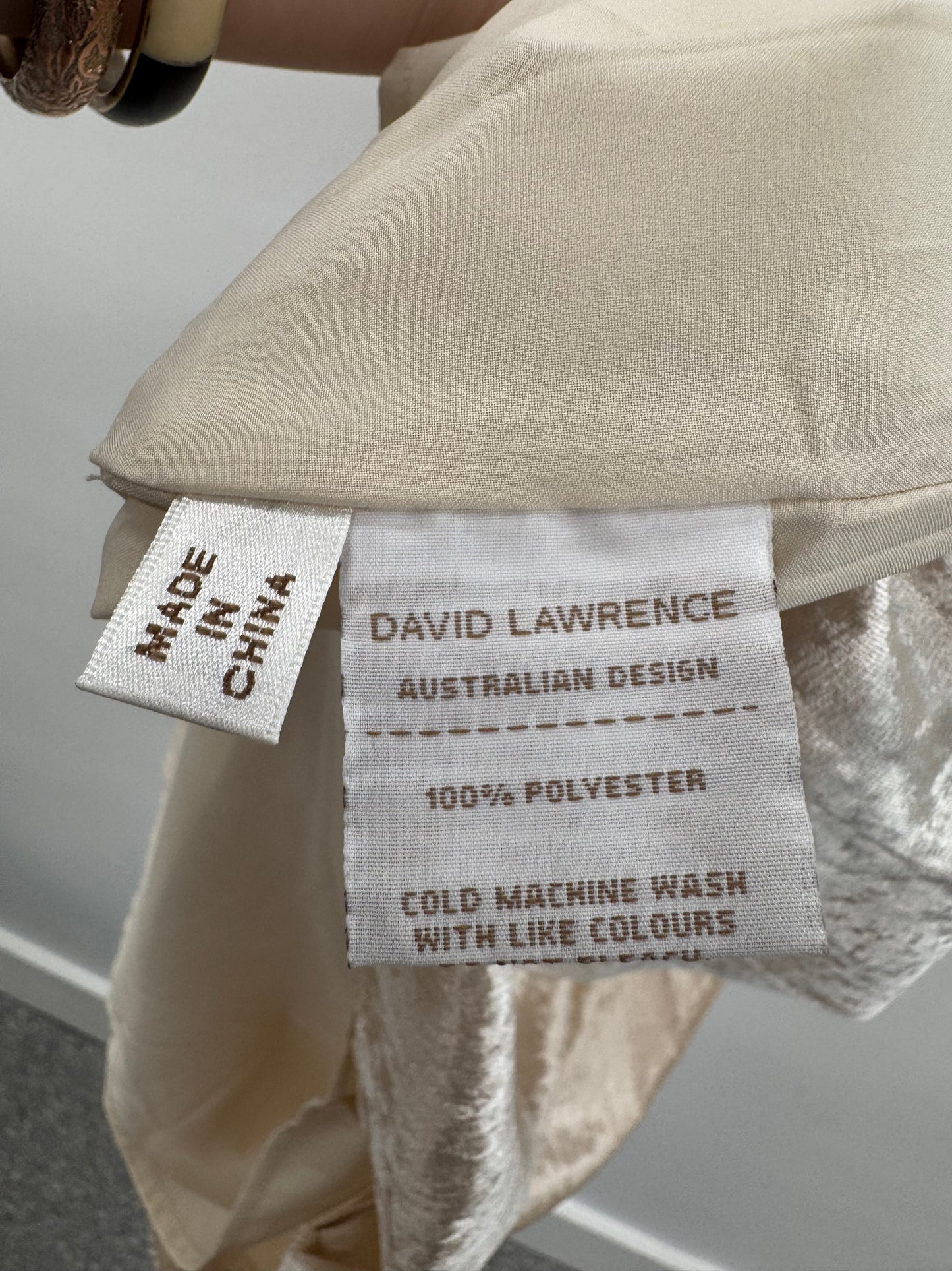 David Lawrence Cream Velvet Dress - Size 6