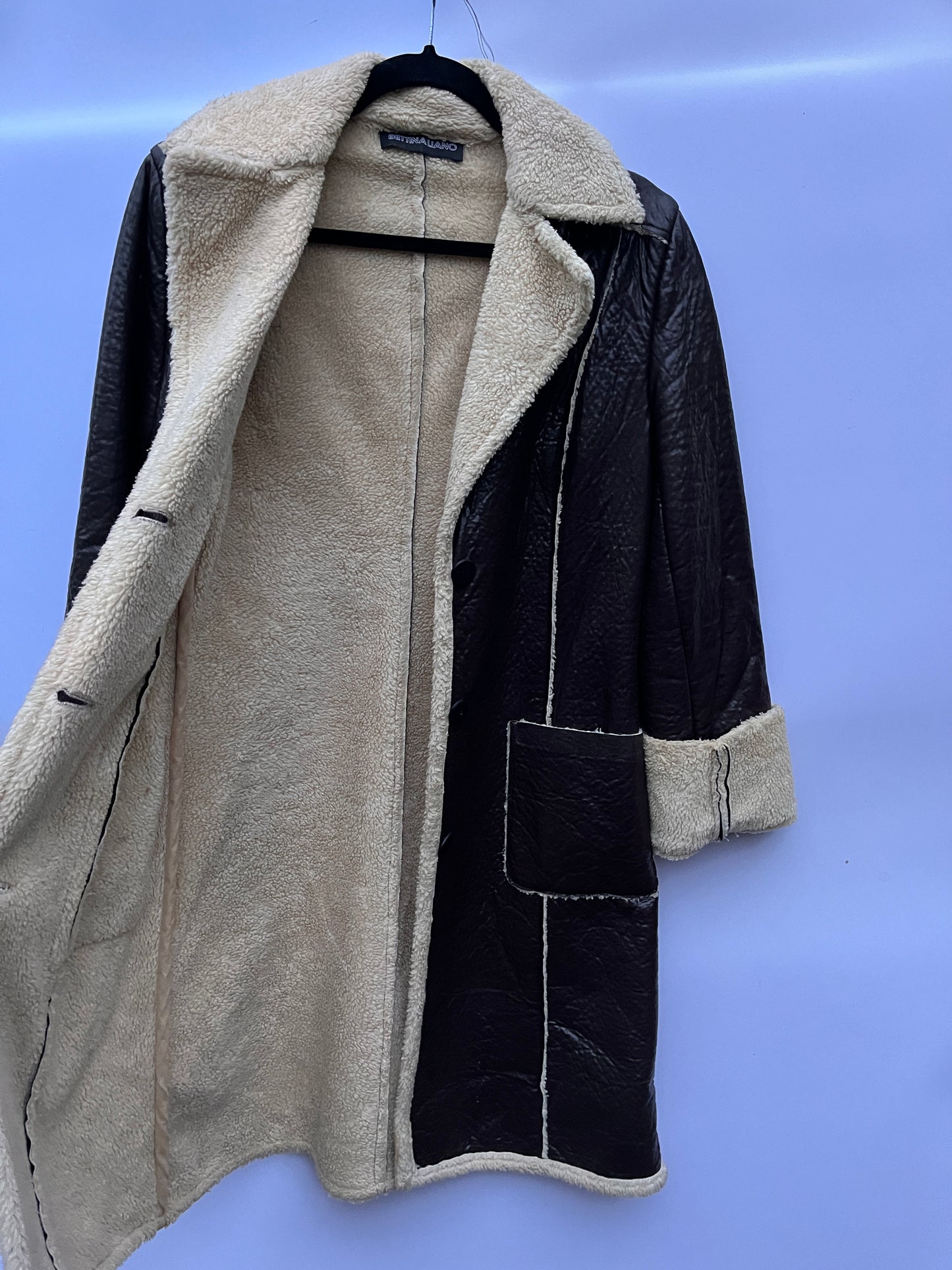 Vintage Bettina Liano Dark Brown Faux Shearling Coat S-M