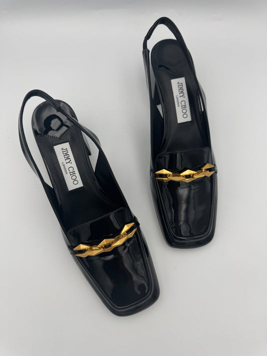 Jimmy Choo Diamond Tilda Soft Patent Black Size 40