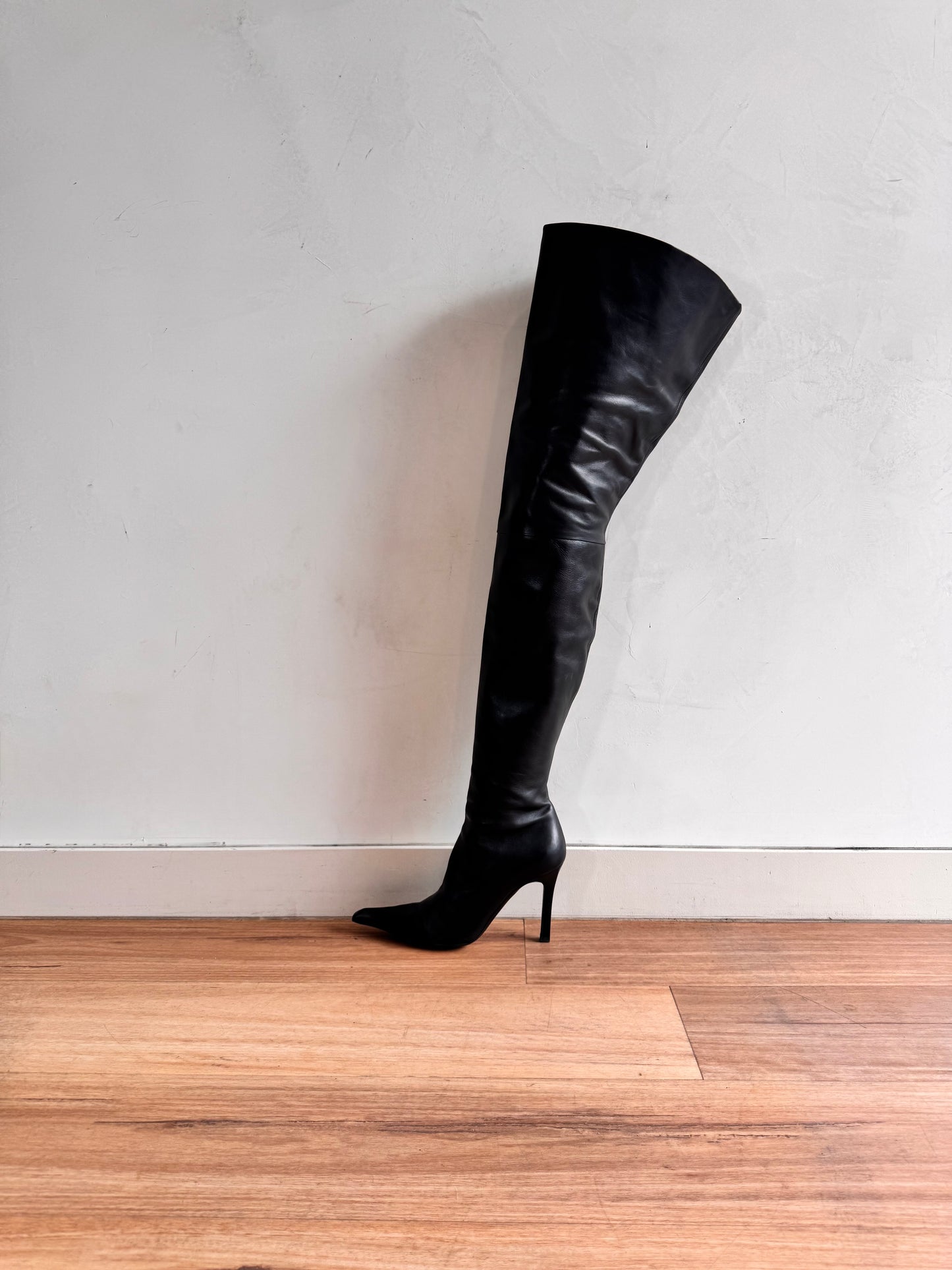 BALENCIAGA Odeon Black Over the Knee Leather Boots size 39