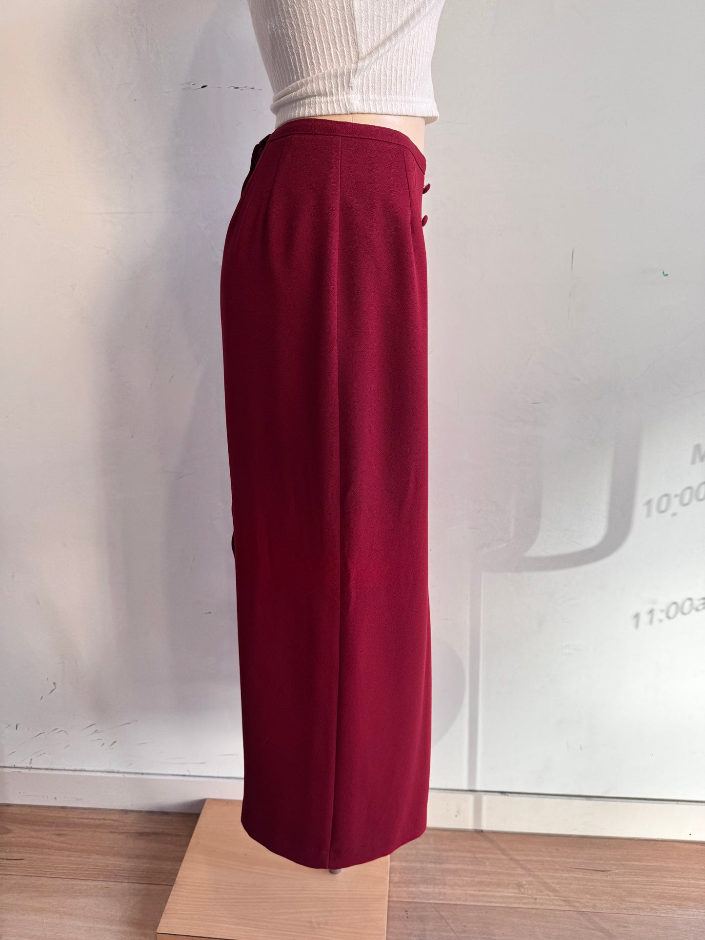 Vintage Jacqui E Red Maxi Skirt With Slits - size M