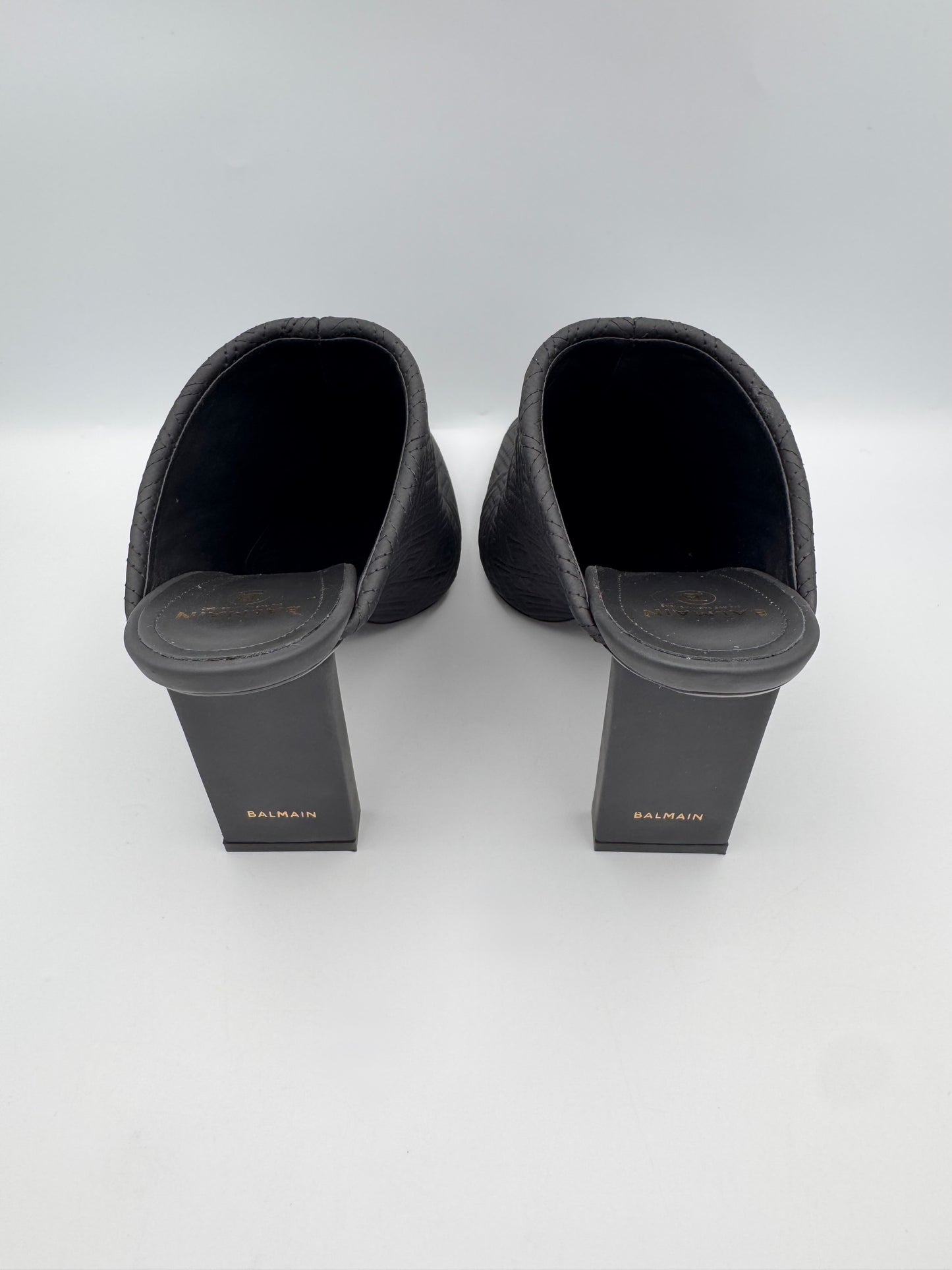 Balmain Black Ulla Monogram Quilted Mules Size 39