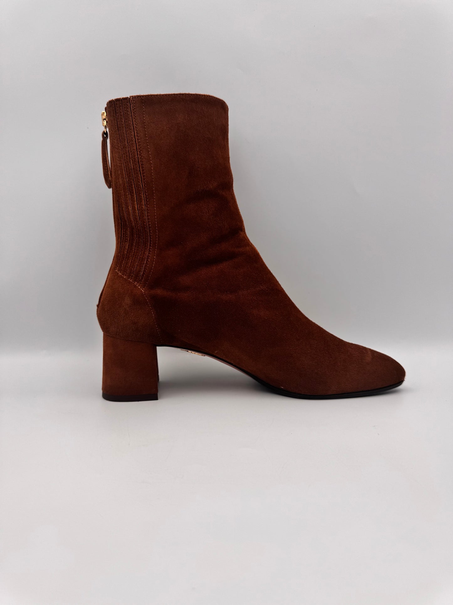 AQUAZZURA Saint Honoré Brown Suede Boots Size 38