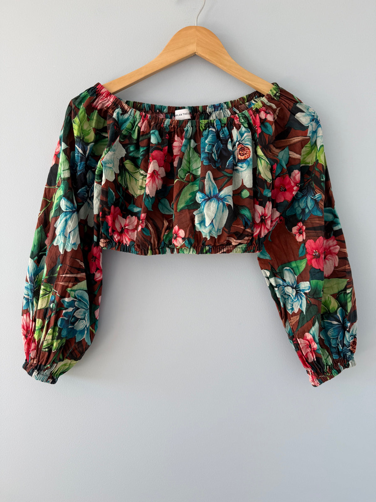 Multicoloured Scanlan Theodore Cocoa Floral Off Shoulder Top - size 6 Size