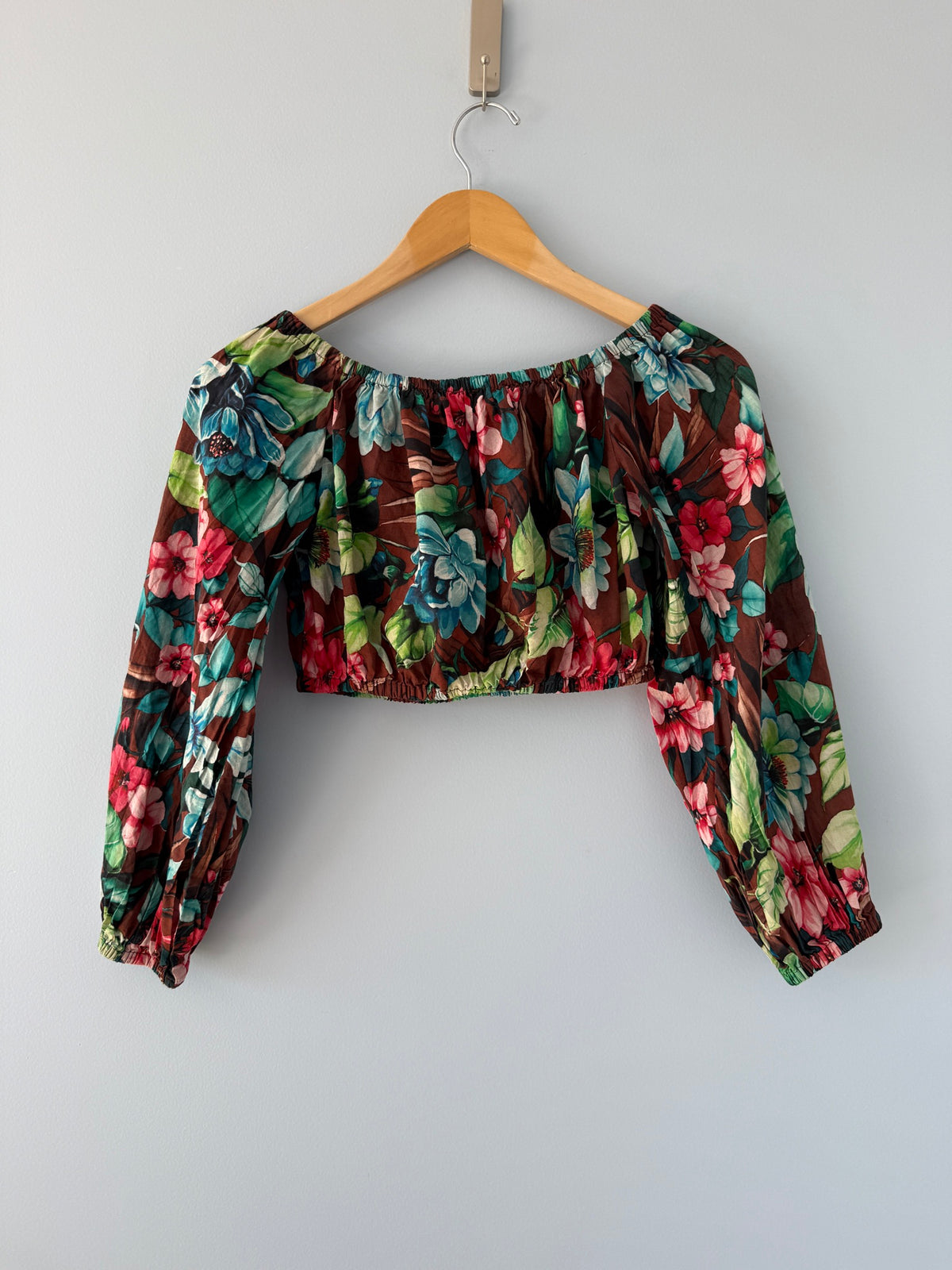 Multicoloured Scanlan Theodore Cocoa Floral Off Shoulder Top - size 6 Size