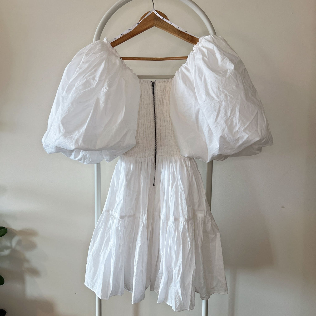 White Aje White Puff Sleeve Mini Dress - size 6 Size