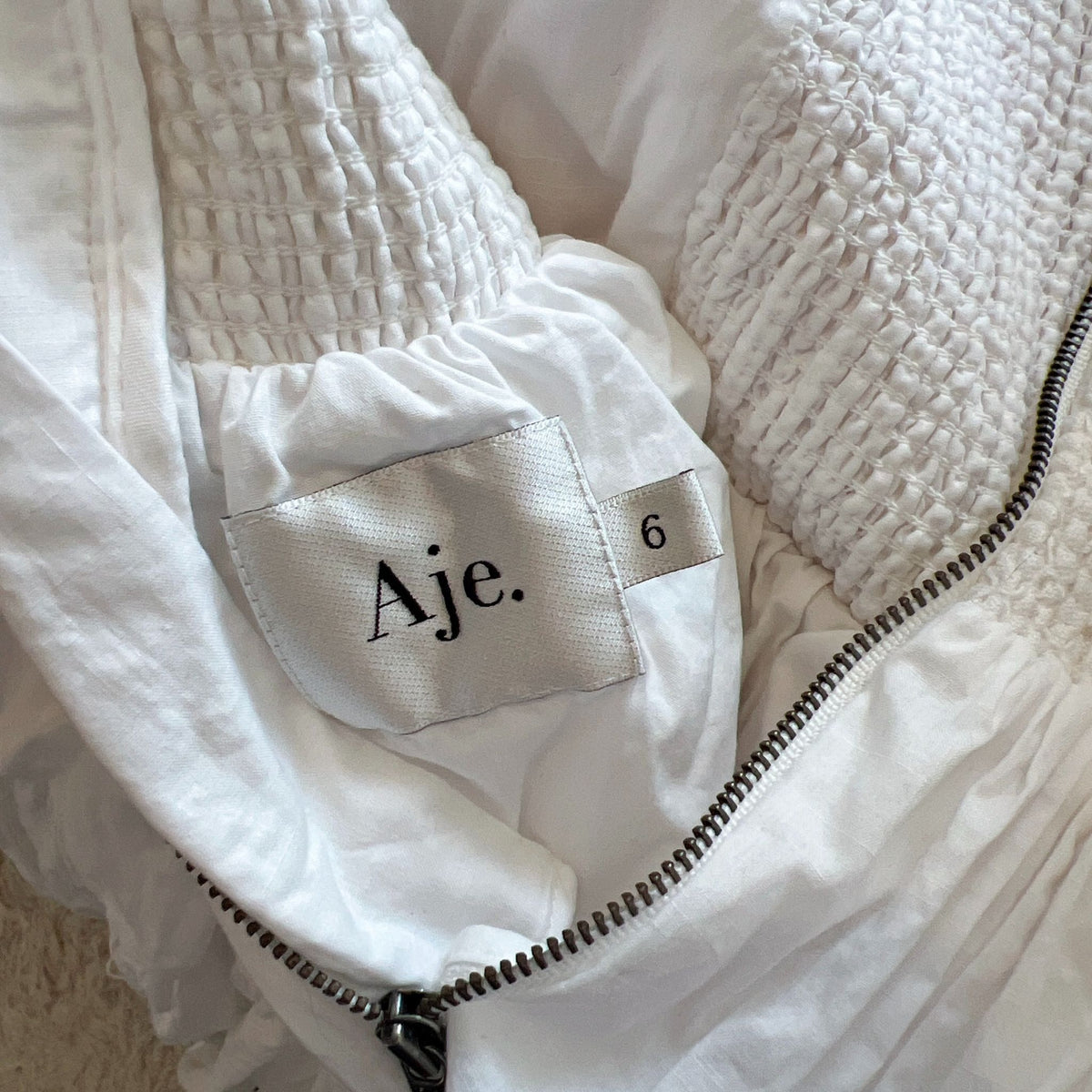 White Aje White Puff Sleeve Mini Dress - size 6 Size