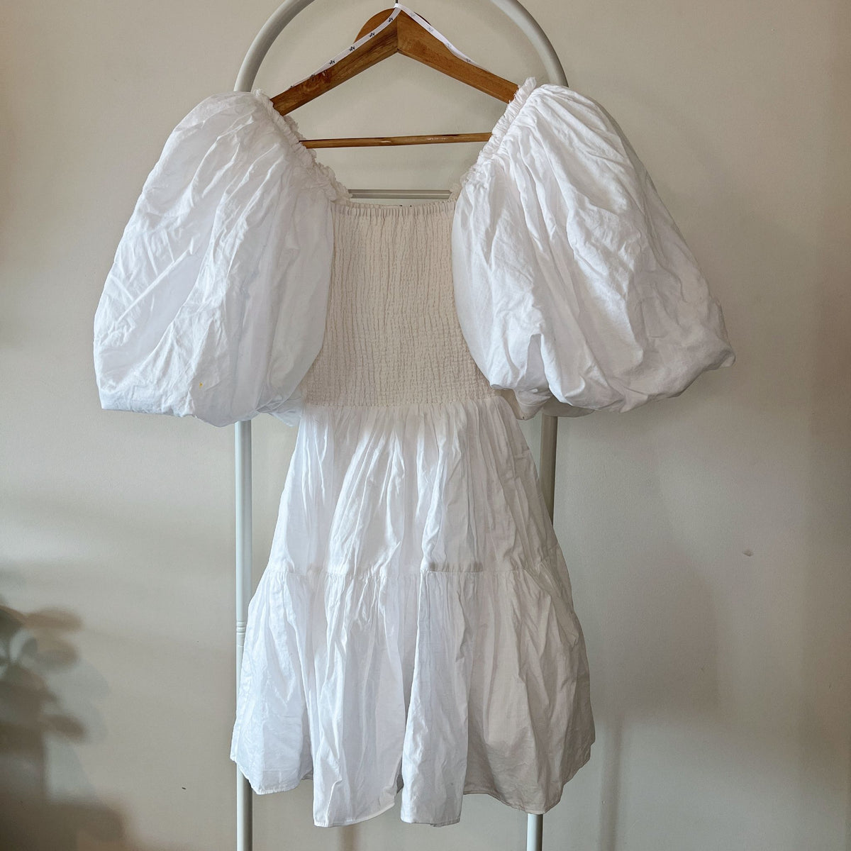 White Aje White Puff Sleeve Mini Dress - size 6 Size