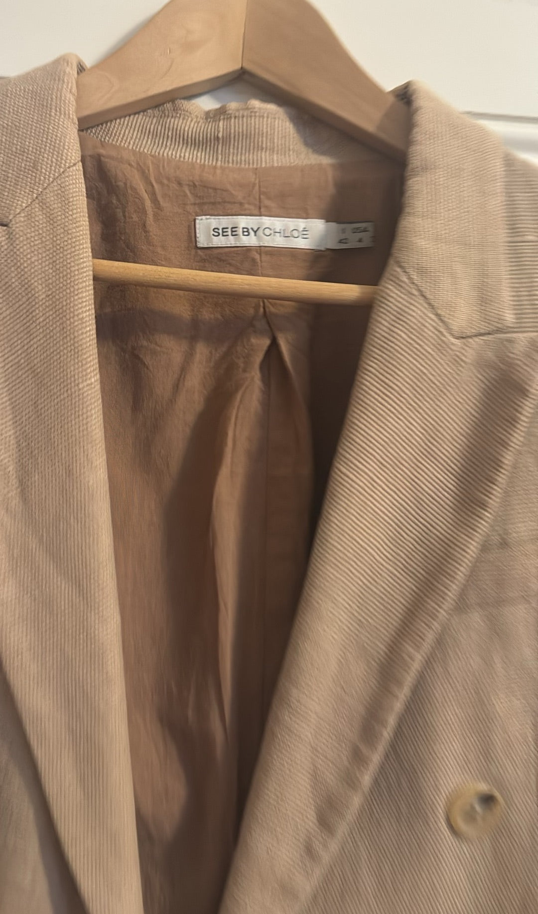 Brown See by Chloé Beige Double Breasted Linen Blazer - size 4 Size