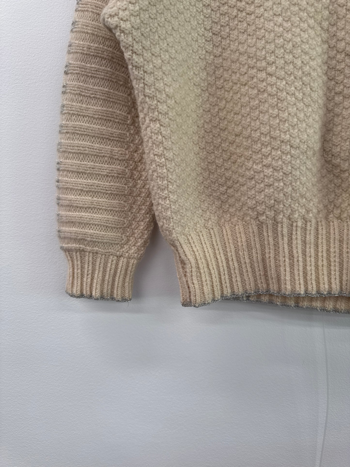 Cream Knit Top with Bow Details - Size S