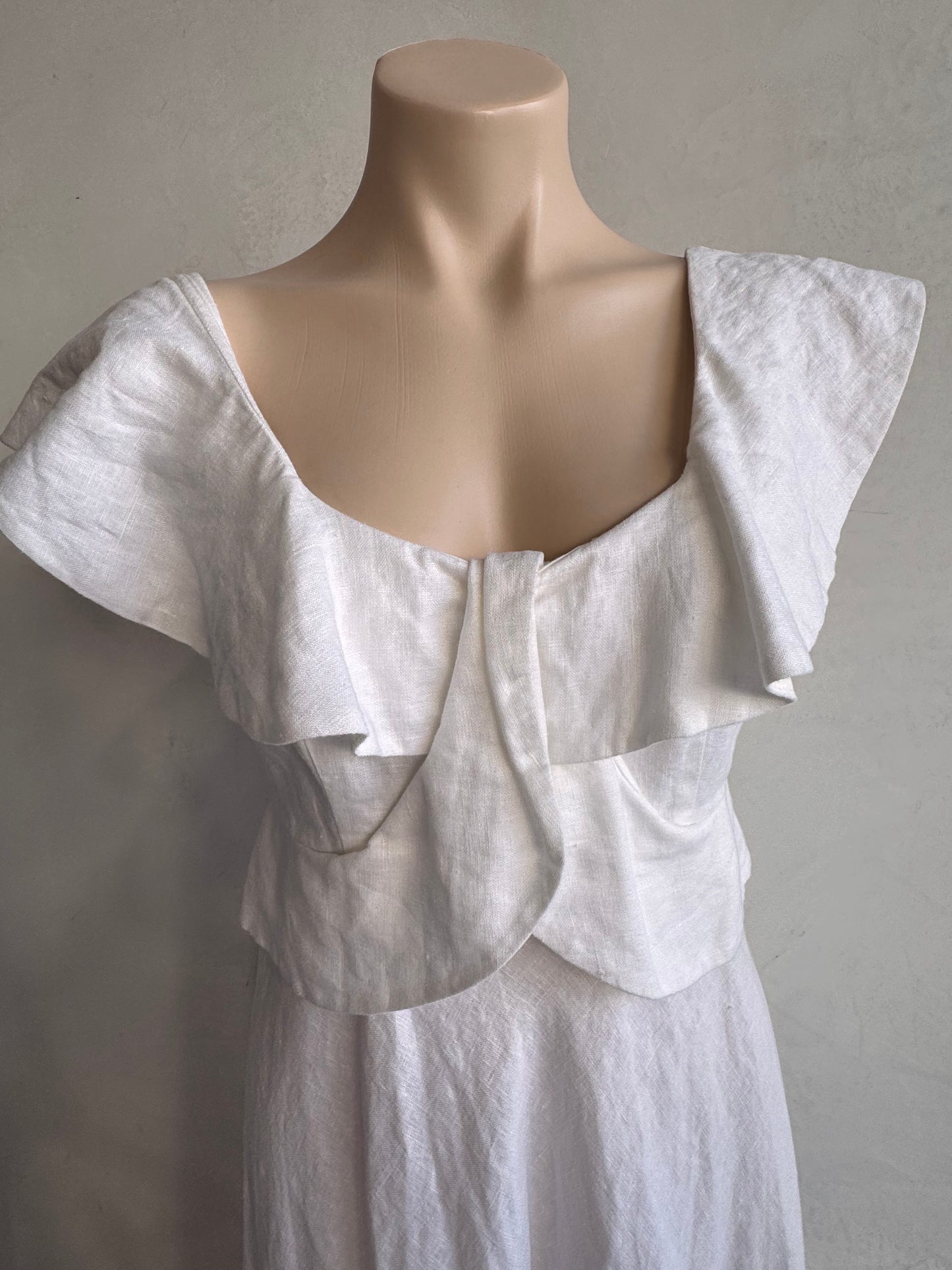 Seed Whisper White Linen dress NWT - size 8