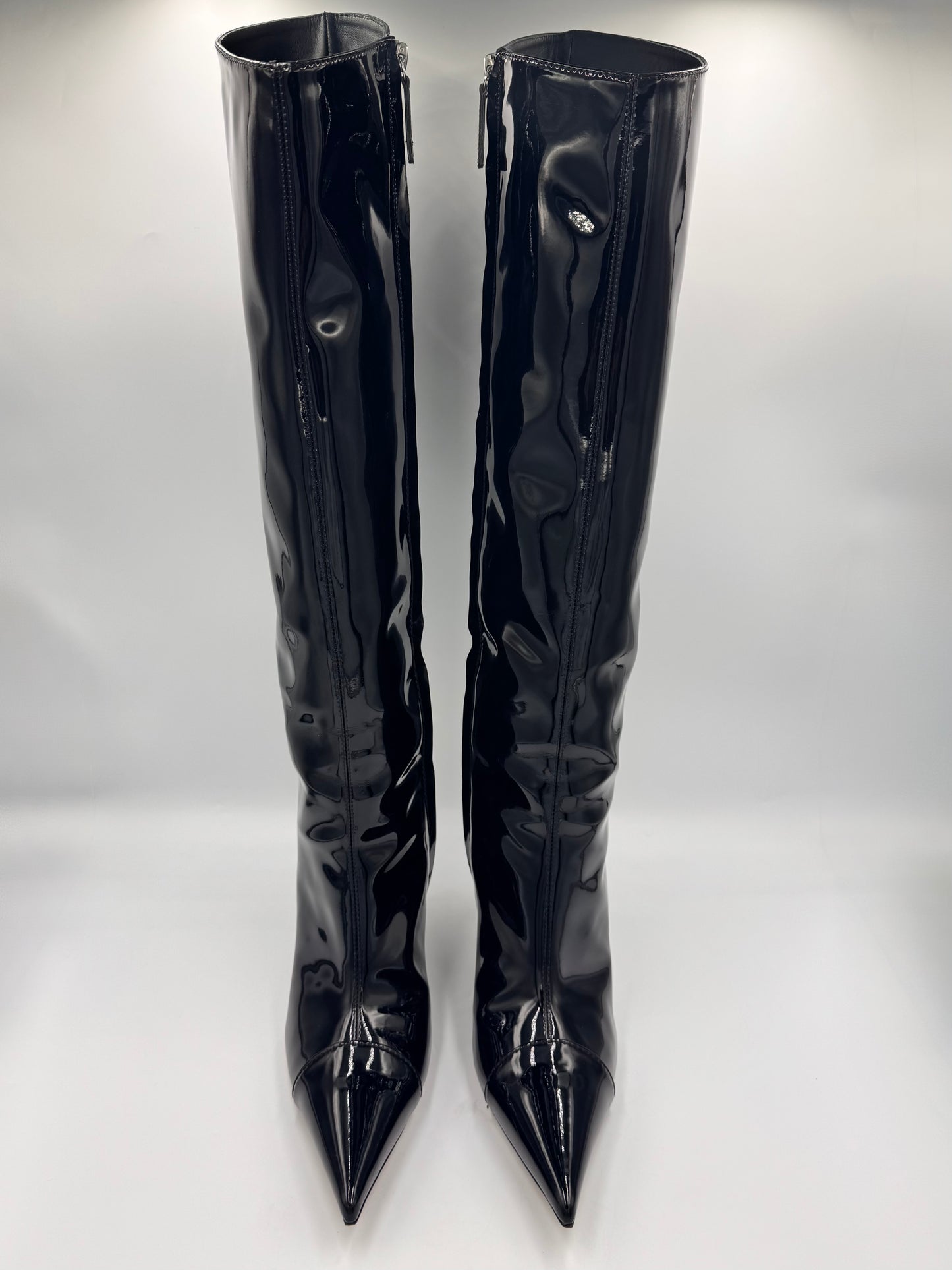 ALEXANDRE VAULTHIER Black Patent Knee-High Boots size 38.5