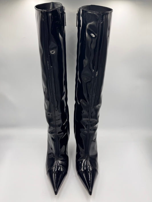ALEXANDRE VAULTHIER Black Patent Knee-High Boots size 38.5