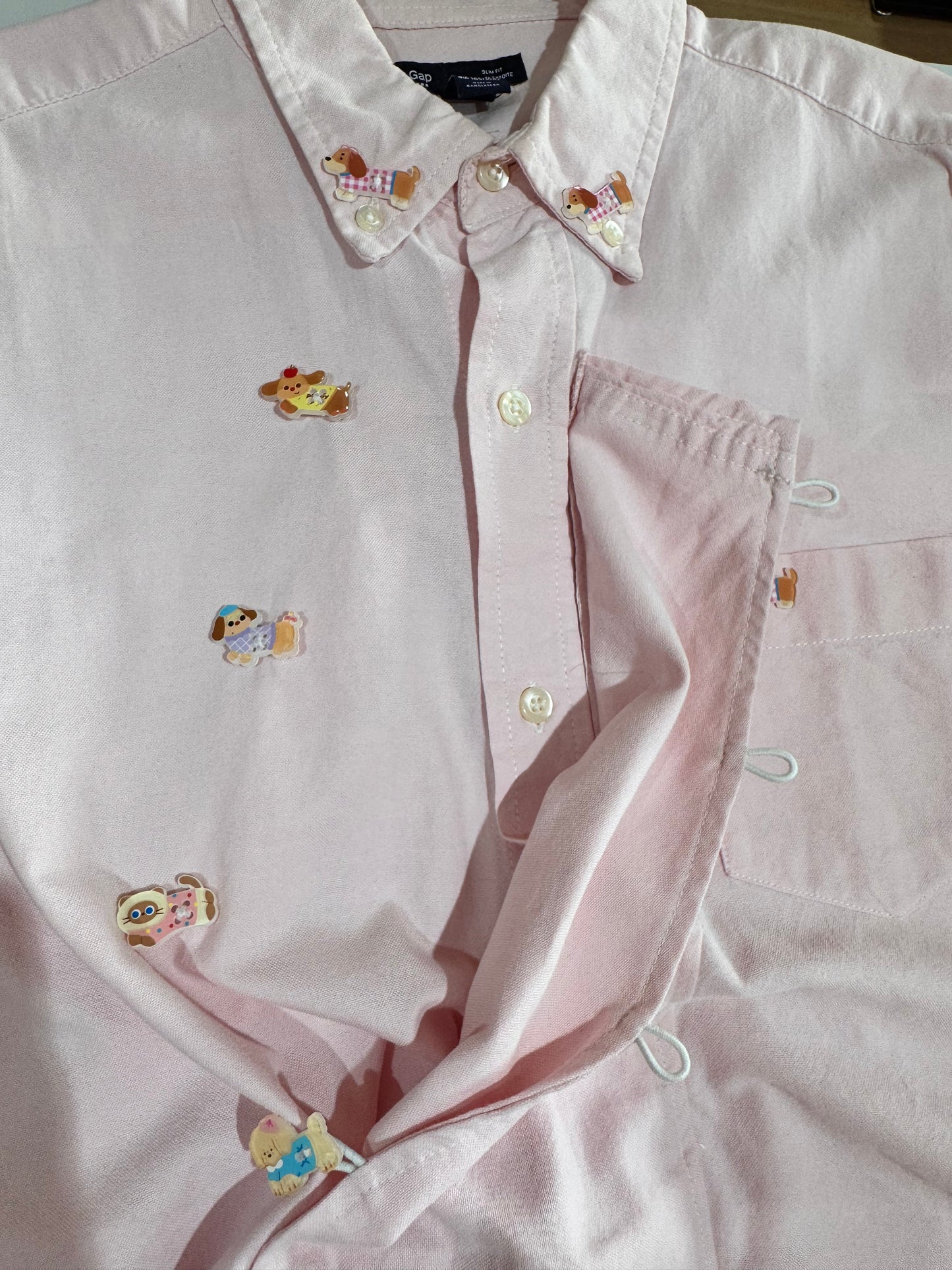 Upcycled Gap pink shirt - size L