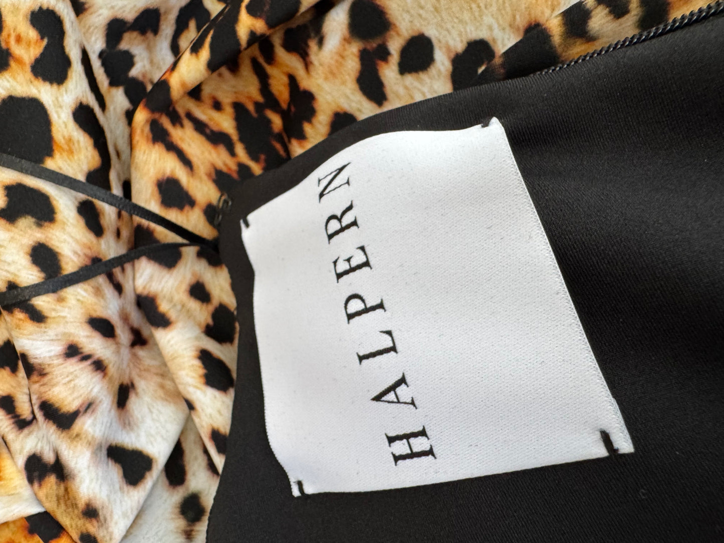 Halpern Leopard Print One Shoulder Dress - size 36