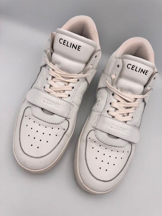 Celine White Mid Sneakers CT-02 Trainer Size 39