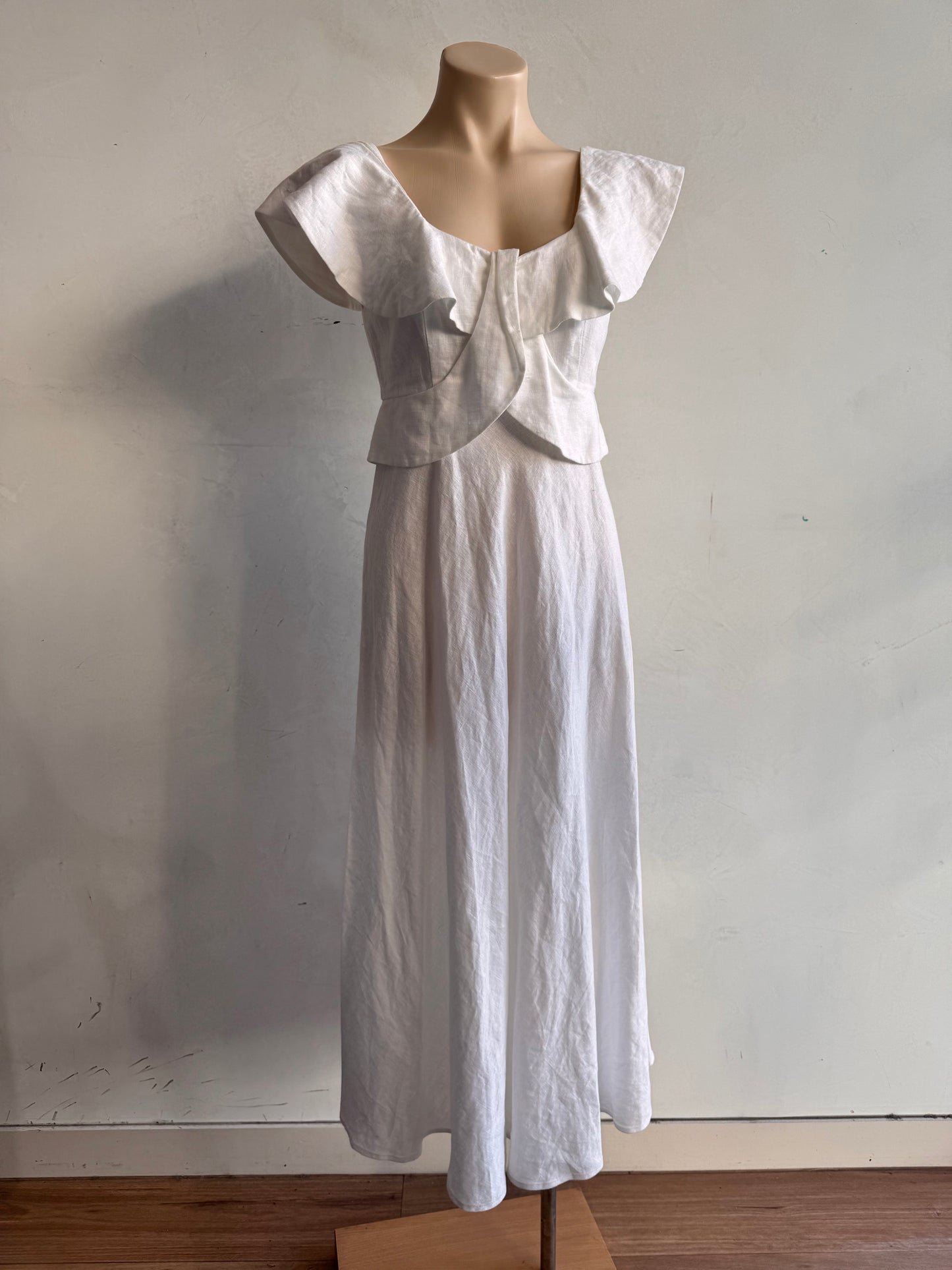 Seed Whisper White Linen dress NWT - size 8