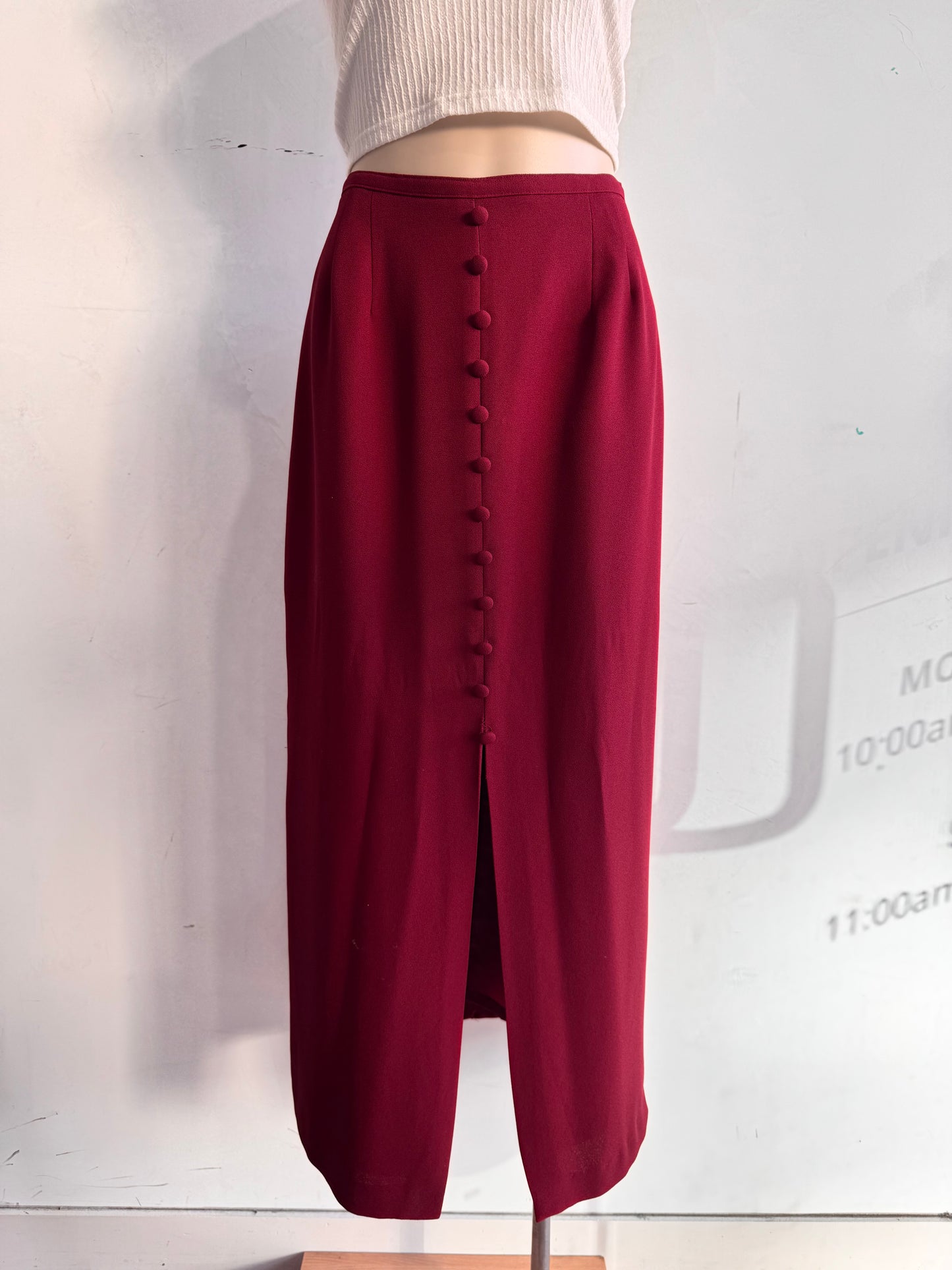 Vintage Jacqui E Red Maxi Skirt With Slits - size M