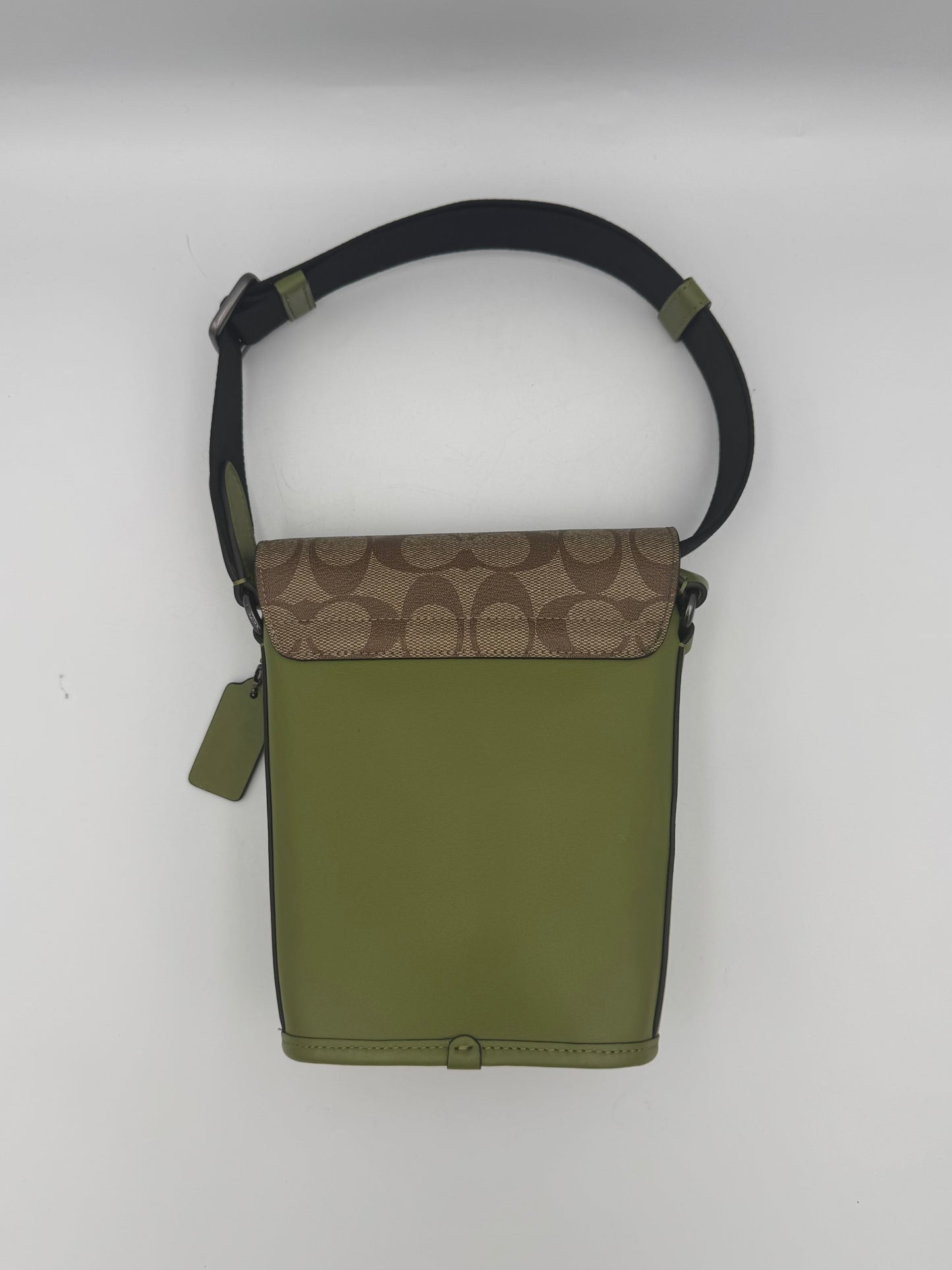 Coach Men's Track Small Flap Crossbody Signature Khaki Olive Green CC027