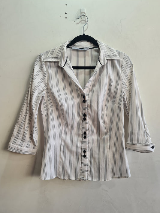Anthea Crawford White with Black Stripe shirt - size 10
