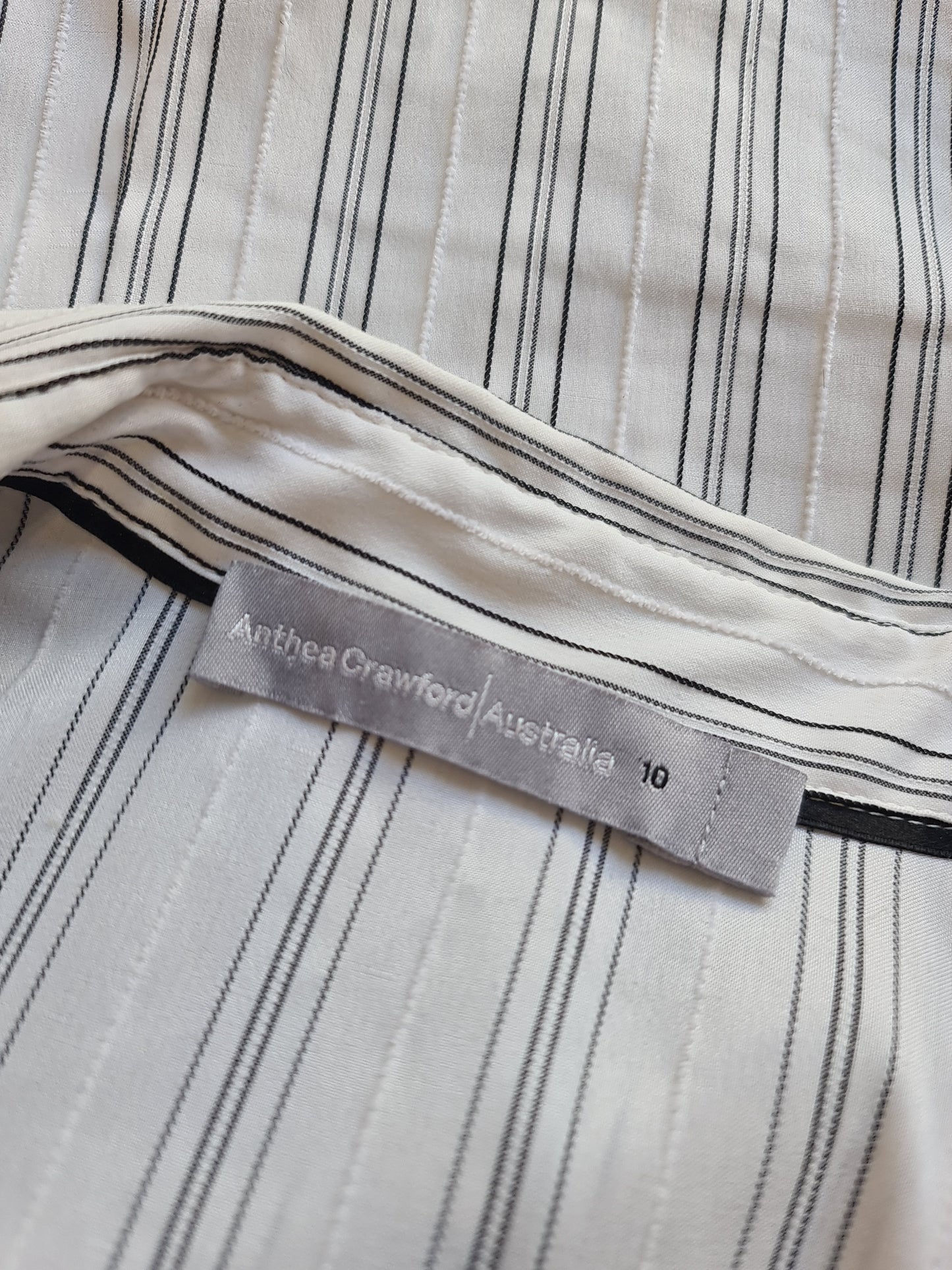 Anthea Crawford White with Black Stripe shirt - size 10